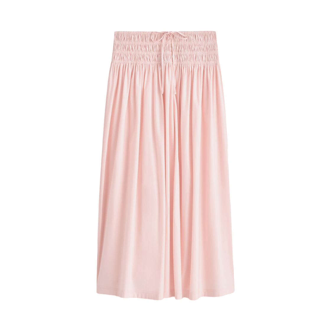 (W) 코스 루쉬 웨이스트 엘라스틱 미디 스커트 핑크((W) COS Ruched Waist Elastic Midi Skirt Pink)