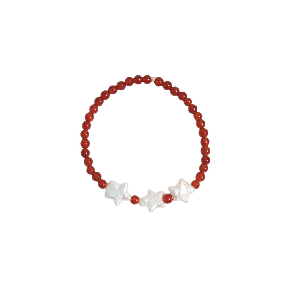 오브제213 자마노 원석 앤 스타진주 브레이슬릿(OBJET213 Carnelian gemstone & star pearl bracelet)