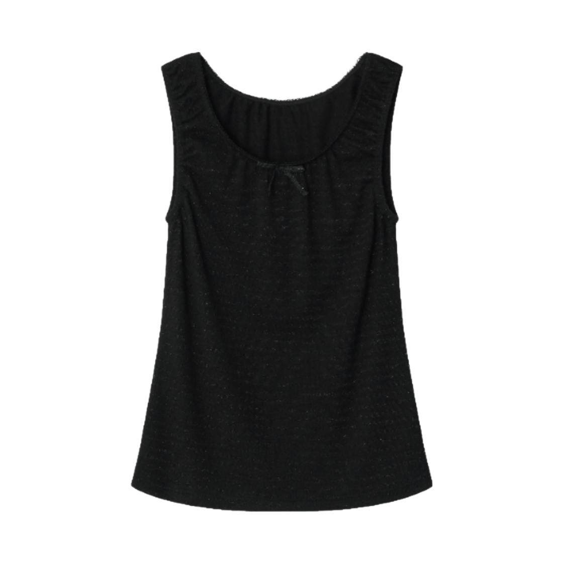 썬릿 셔링 자카드 슬리브리스 블랙(SUNLIT Shirring Jacquard Sleeveless Black)