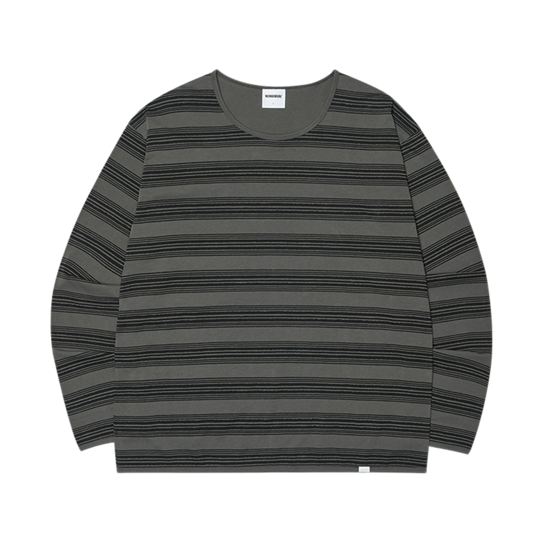노매뉴얼 페인티드 스트라이프 롱 슬리브 티 블랙(NOMANUAL Painted Stripe Long Sleeve Tee Black) - 1