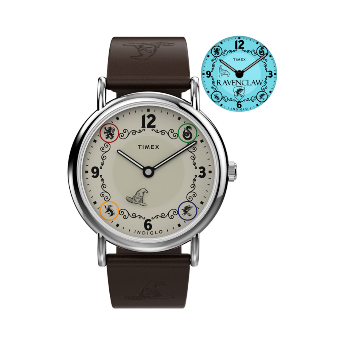 타이맥스 x 해리포터 위켄더 래번클로 하우스 38mm 레더 스트랩 워치 크림 브라스(Timex x Harry Potter Weekender Ravenclaw House 38mm Leather Strap Watch Cream Brass)