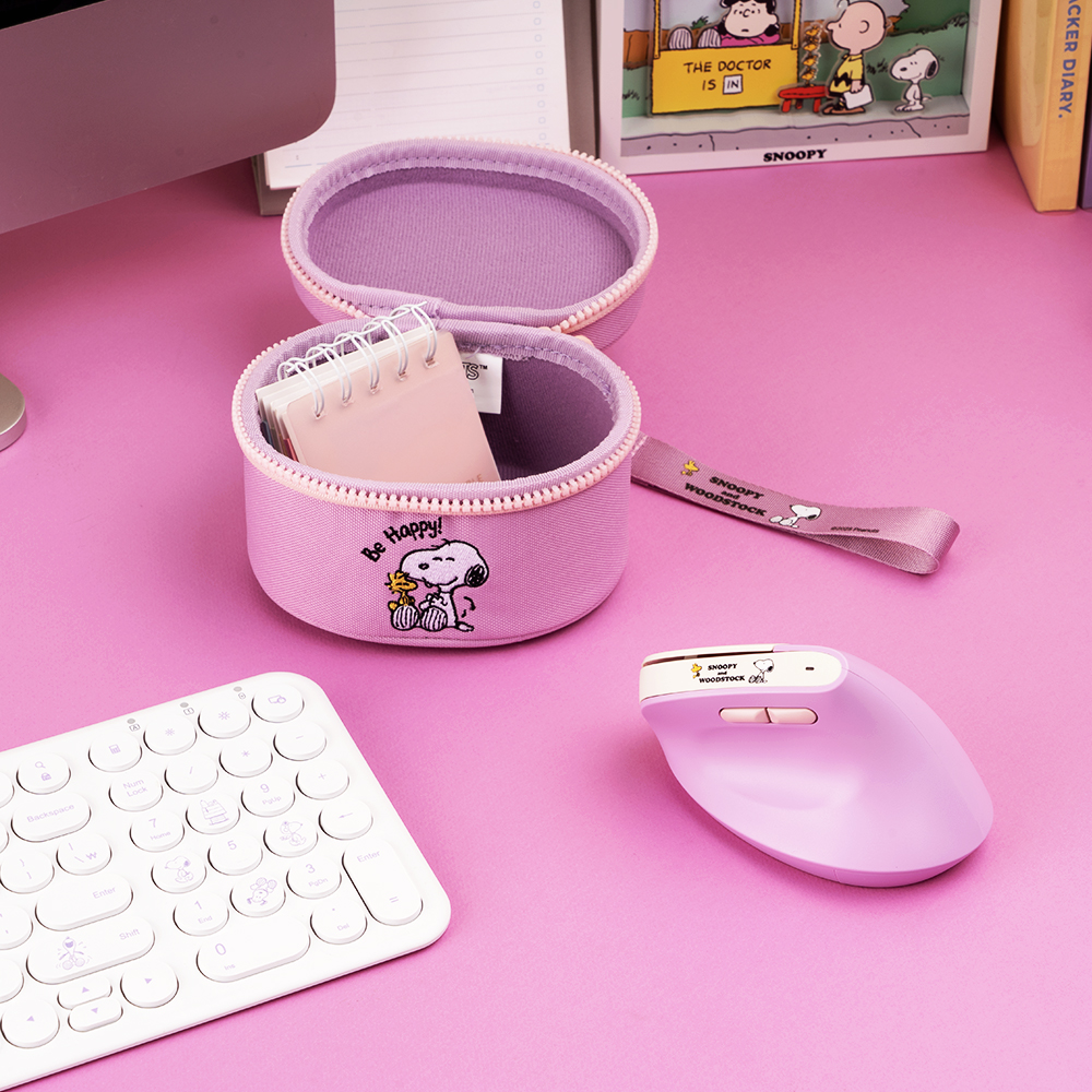 로이체 피너츠 스누피 인체공학 저소음 버티컬 충전식 무선 마우스 + 파우치(Royche Peanuts Snoopy Ergonomic Silent Vertical Rechargeable Wireless Mouse + Pouch Set) - 6