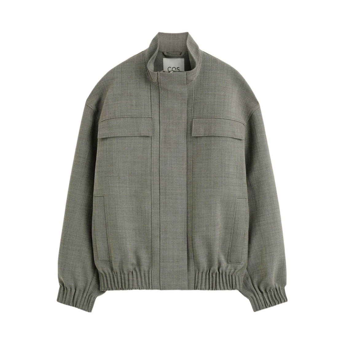(W) 코스 퍼널넥 울 블렌드 보머 재킷 토프 멜란지((W) COS Funnel Neck Wool Blend Bomber Jacket Taupe Melange)