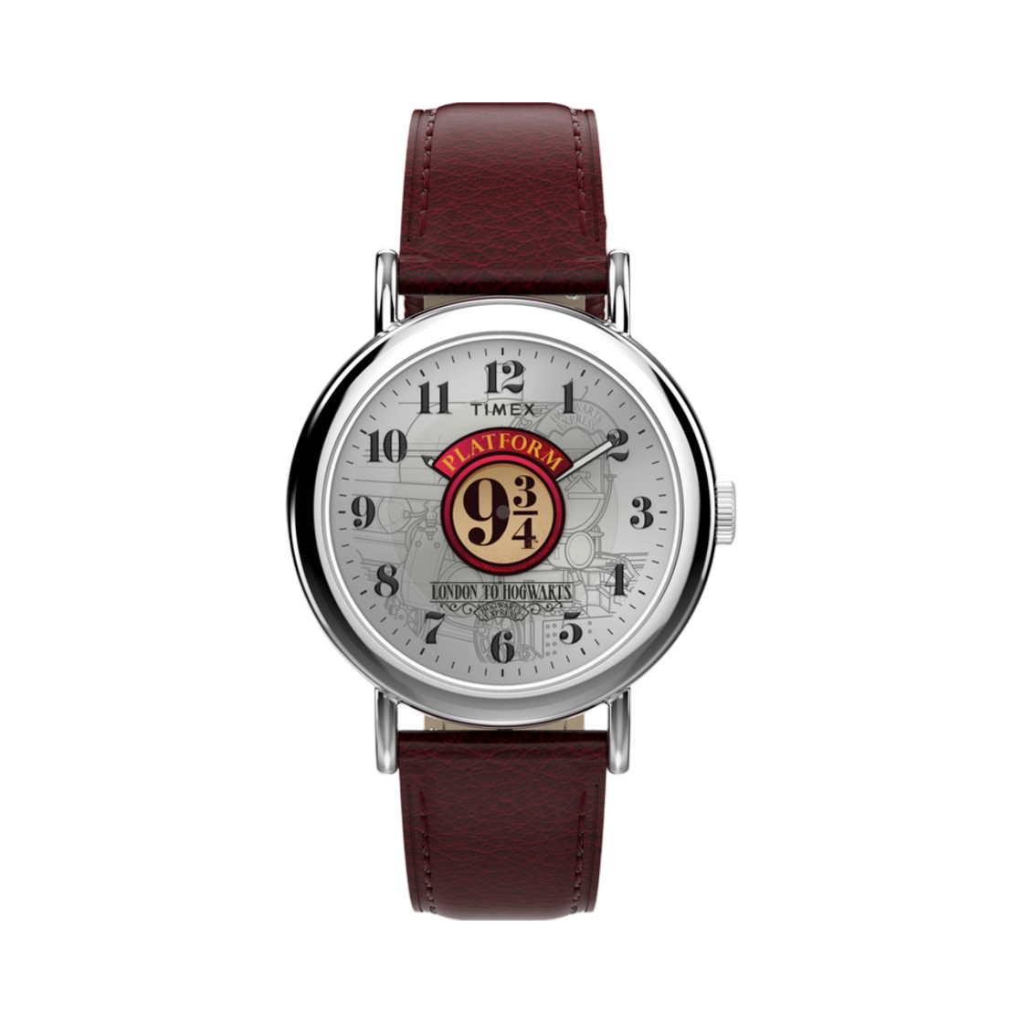 타이맥스 x 해리포터 위켄더 플랫폼 9 3/4 37mm 레더 스트랩 워치 실버 스테인리스 스틸(Timex x Harry Potter Weekender Platform 9 3/4 37mm Leather Strap Watch Silver Stainless Steel)