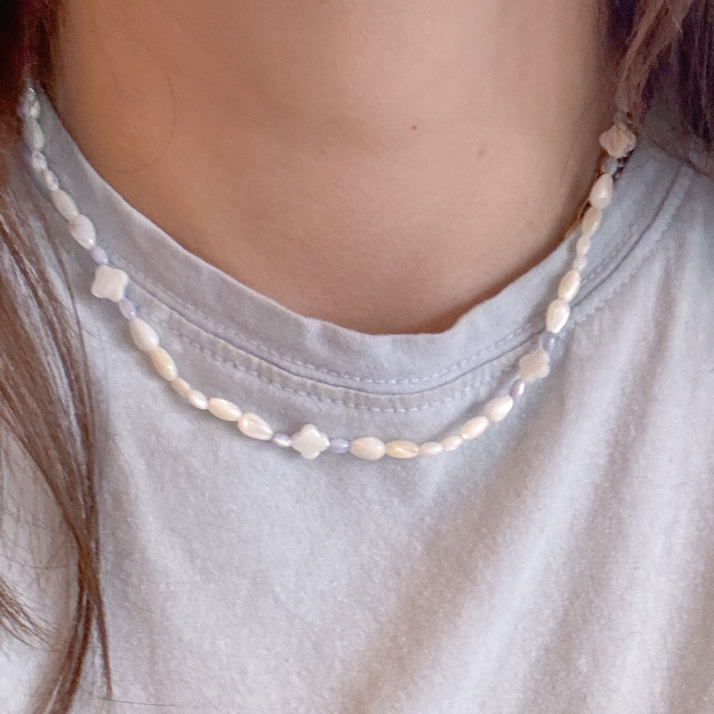 오브제213 클로버 & 자개 넥클리스(OBJET213 Clover & Shell Necklace (Silver 925)) - 2