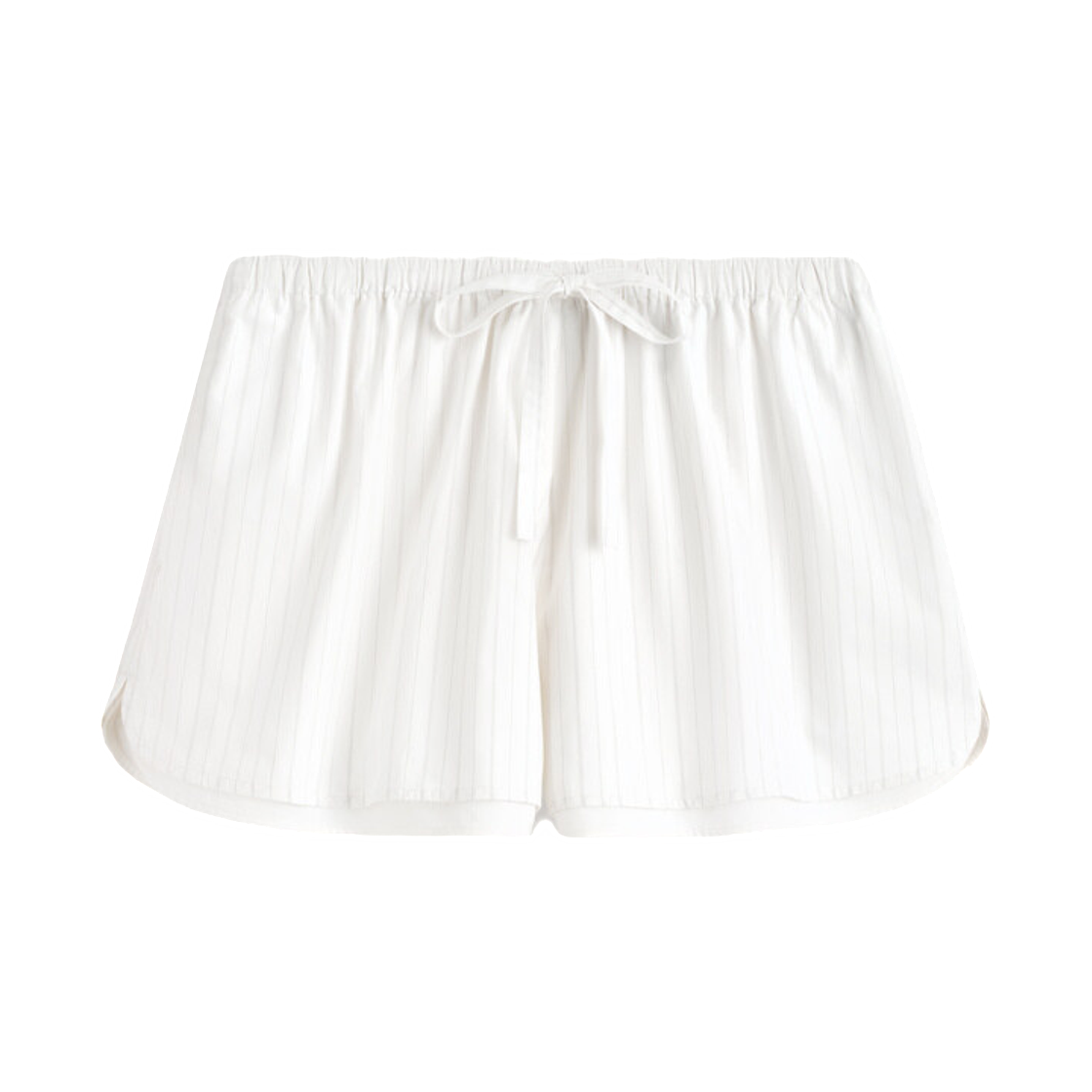 (W) 코스 레이어드 드로우스트링 코튼 포플린 쇼츠 화이트 핀스트라이프((W) COS Layered Drawstring Cotton Poplin Shorts White Pinstripe)