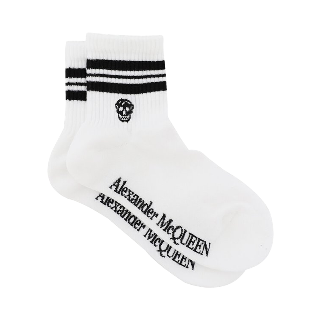 알렉산더 맥퀸 스트레치 코튼 삭스 화이트 블랙(Alexander McQueen Stretch Cotton Socks White Black)