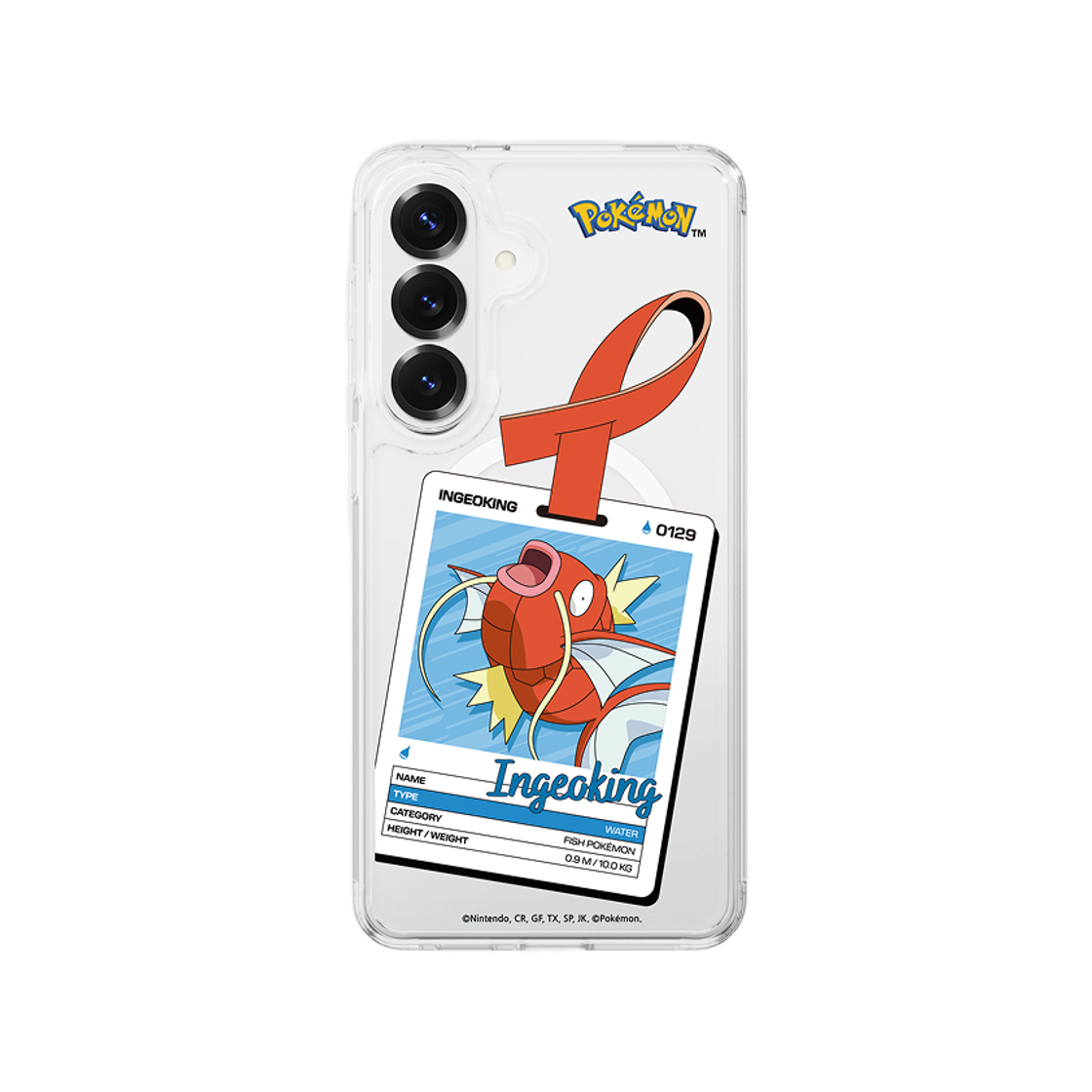 에스엘비에스 포켓몬 잉어킹 네임택 클리어 마그넷 케이스 for Galaxy S26 Series(SLBS Pokémon Magikarp Name tag Clear Magnet Case for Galaxy S26 Series) - 3