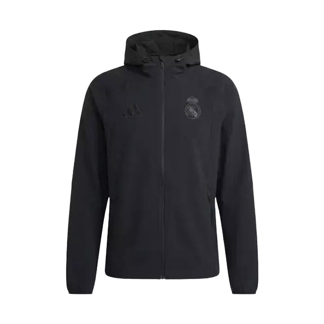 아디다스 레알 마드리드 트래블 풀 집 윈드브레이커 블랙 - KR 사이즈 (논 마킹 버전)(Adidas Real Madrid Travel Full Zip Windbreaker Black - KR Sizing (Non Marking Ver.))