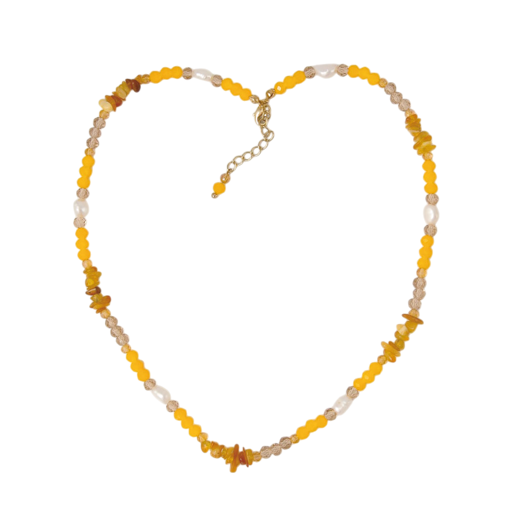 오브제213 지그재그 망고 내츄럴 스톤 넥클리스(OBJET213 Zigzag Mango Natural Stone Necklace)