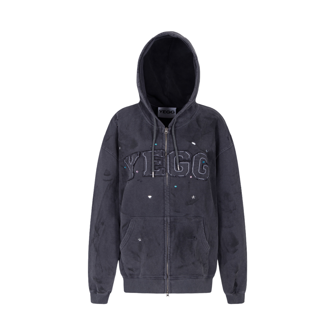 예그 디스트로이드 예그 후디 차콜(YEGG Destroyed YEGG Hoodie Charcoal)