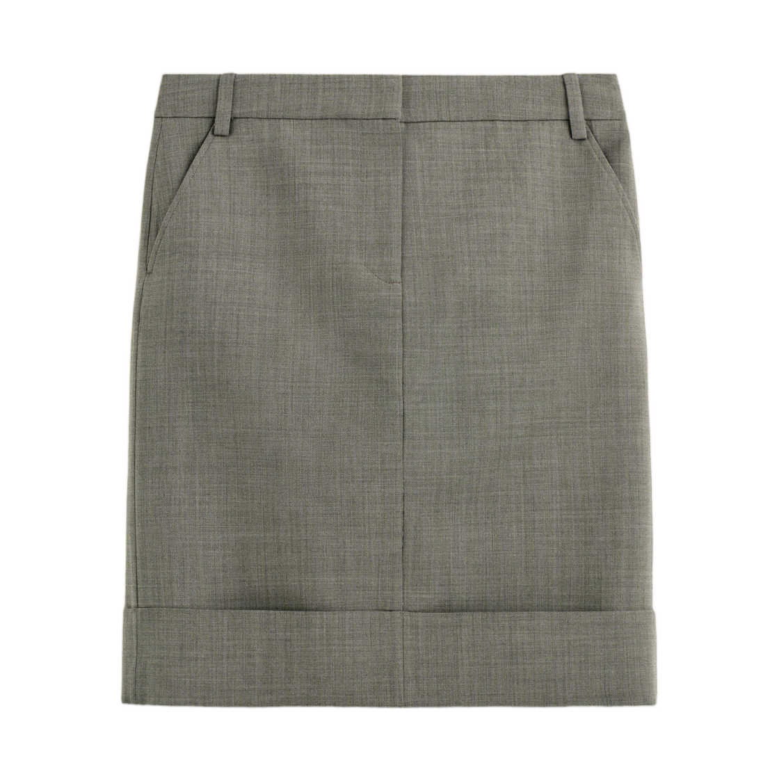 (W) 코스 턴업 울 블렌드 펜슬 스커트 토프 멜란지((W) COS Turn-Up Wool Blend Pencil Skirt Taupe Melange)