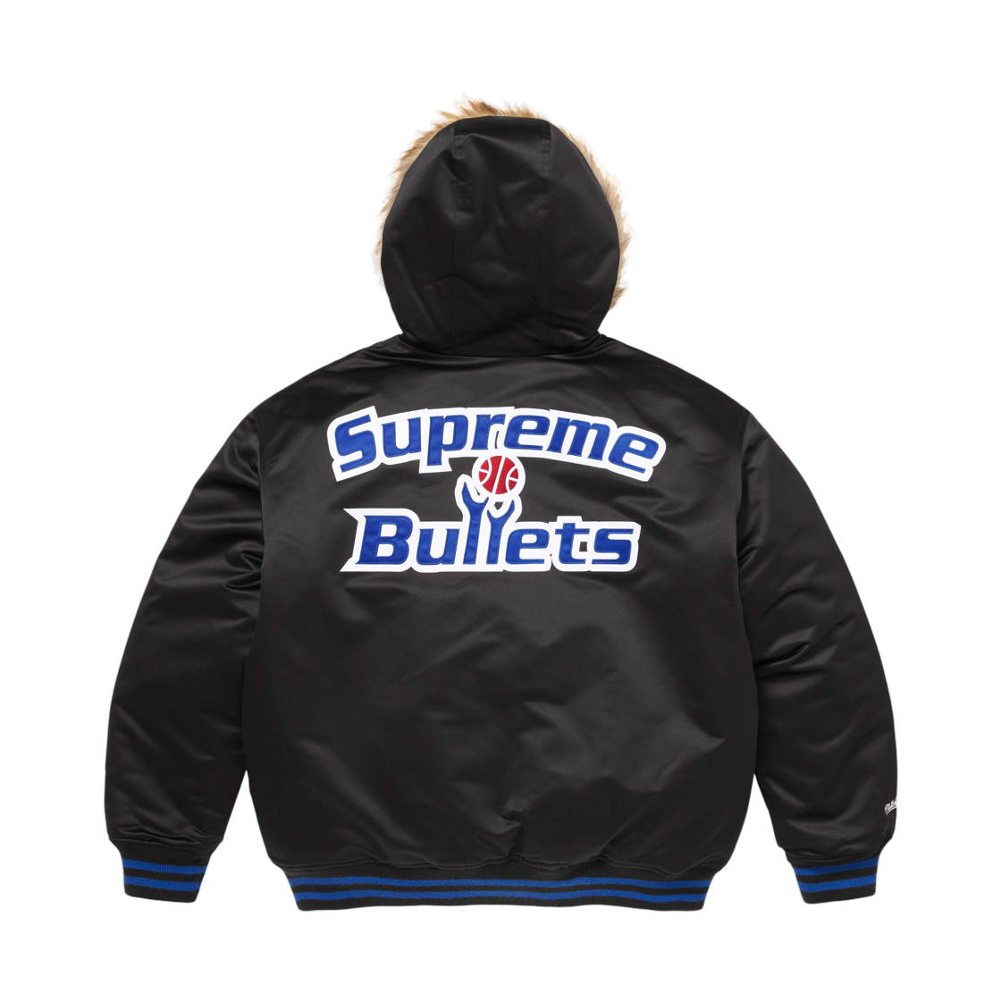 슈프림 미첼 & 네스 팀 후드 사틴 바시티 자켓 블랙 - 26SS(Supreme Mitchell & Ness Teams Hooded Satin Varsity Jacket Black - 26SS) - 2