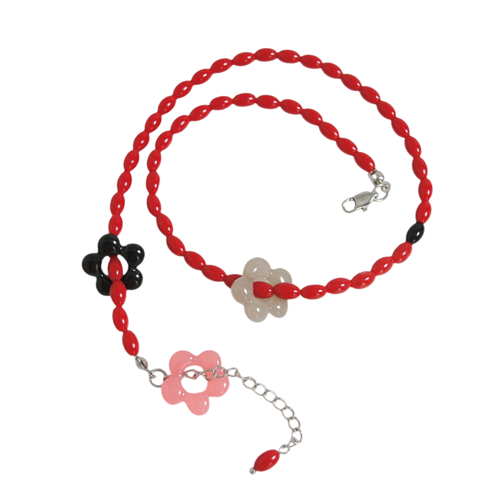 오브제213 레드 앤 플라워 넥클리스(OBJET213 Red & Flower Necklace)