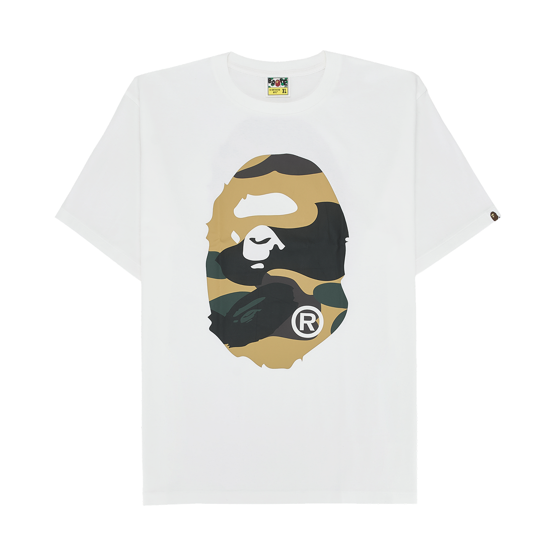 - BAPE Giant 1st Camo Big Ape Head T-Shirt White Yellow