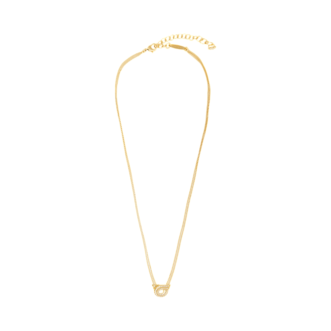 760706-770481 Ferragamo Gancini Necklace with Pendant Crystals Gold