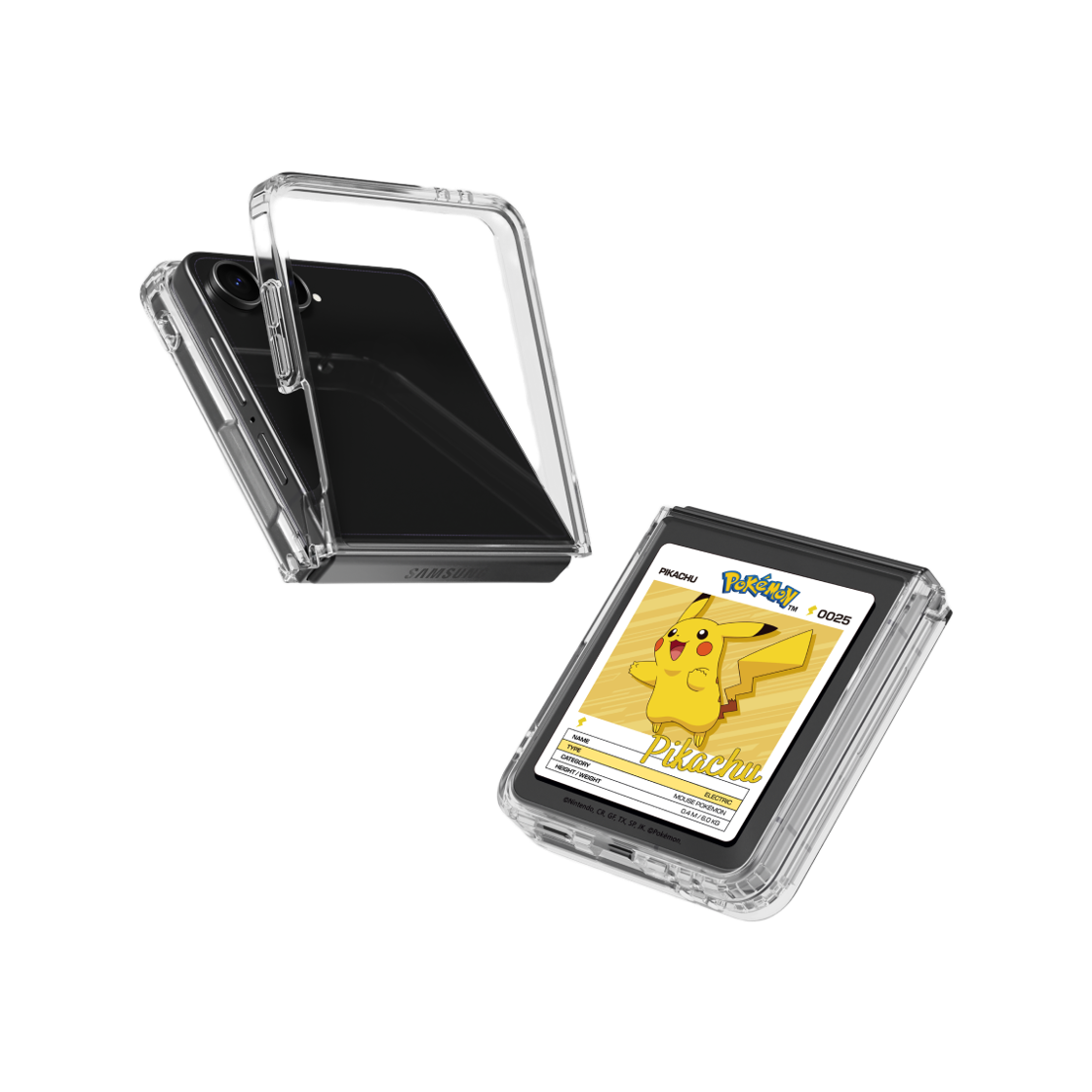 에스엘비에스 포켓몬 피카츄 네임택 클리어 마그넷 케이스 for Galaxy Z Flip7(SLBS Pokémon Pikachu Name tag Clear Magnet Case for Galaxy Z Flip7) - 2