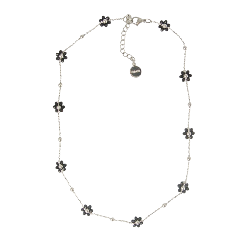 오브제213 블랙 플라워 라인 넥클리스(OBJET213 Black flower line necklace)