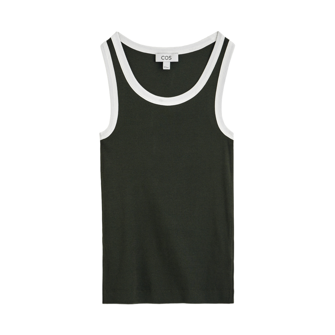 (W) 코스 리브드 코튼 탑 블랙 화이트((W) COS Ribbed Cotton Top Black White)