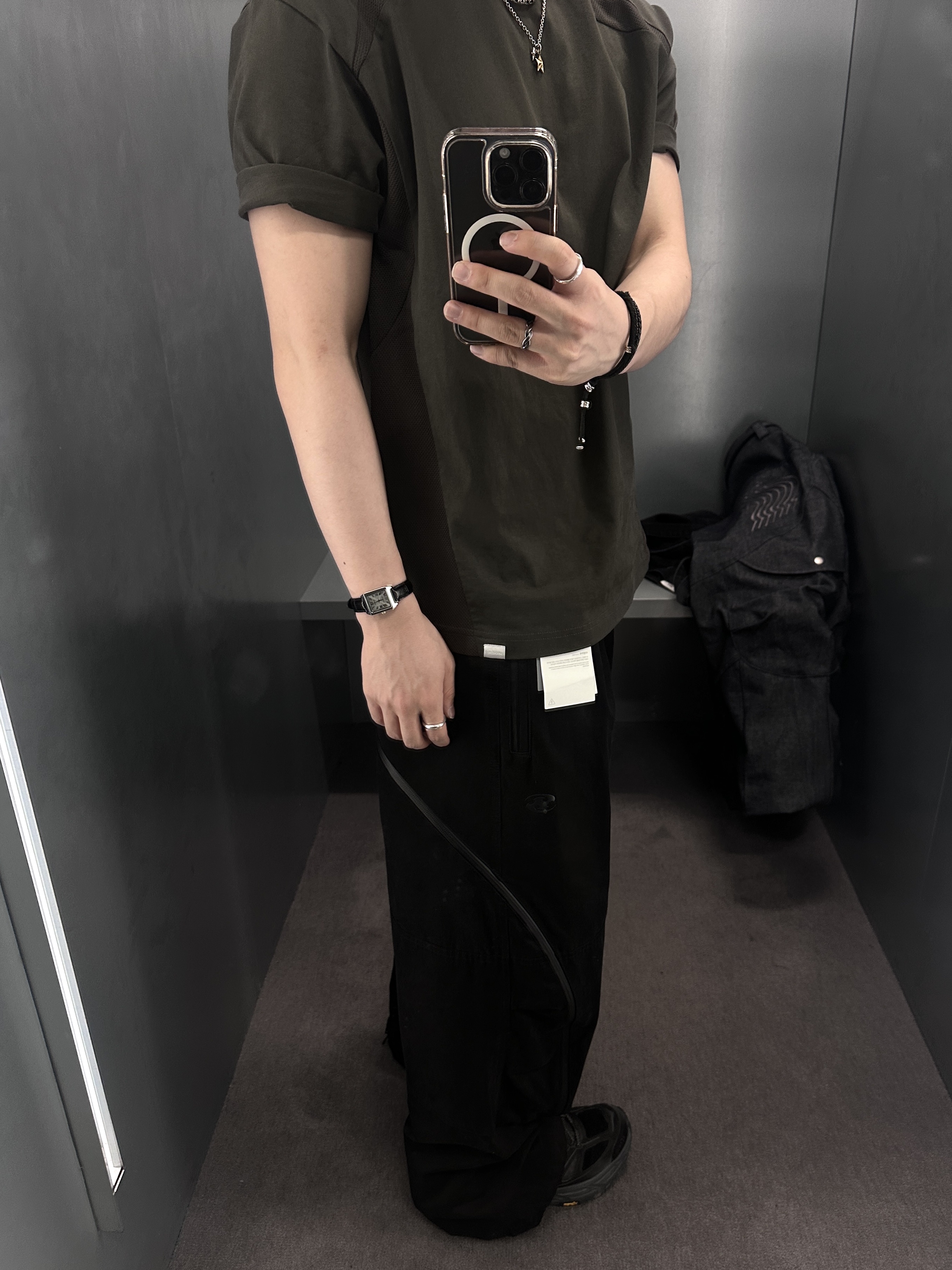 NOMANUAL W.B T-shirt Charcoal, Sansan Gear Affine Curve Pants Black_26SS 착용 스타일