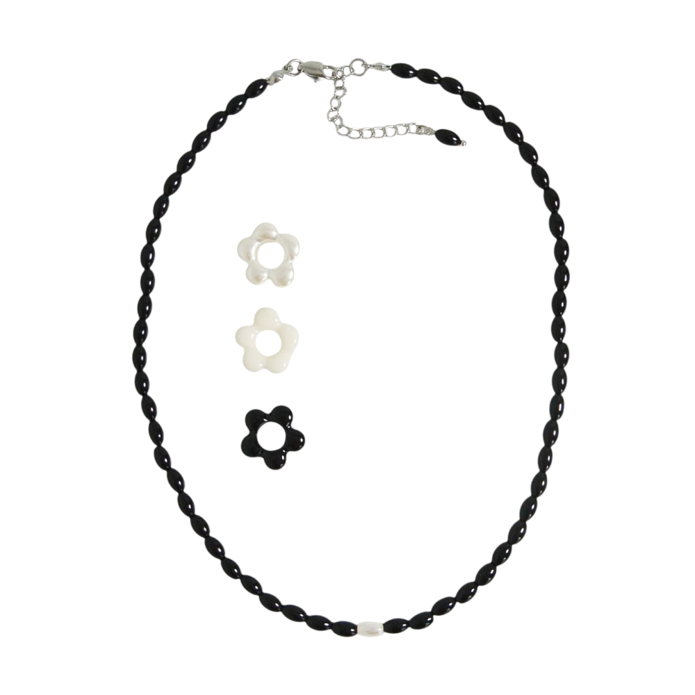 오브제213 블랙 앤 플라워 넥클리스(OBJET213 Black & Flower Necklace)