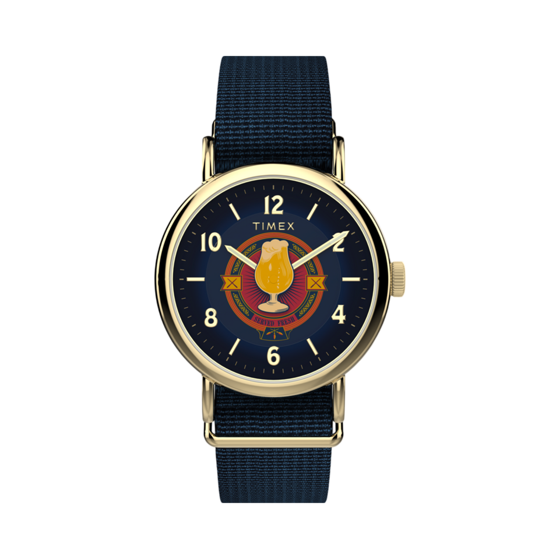 타이맥스 x 해리포터 위켄더 버터비어 40mm 패브릭 스트랩 워치 블루 브라스(Timex x Harry Potter Weekender Butterbeer 40mm Fabric Strap Watch Blue Brass)