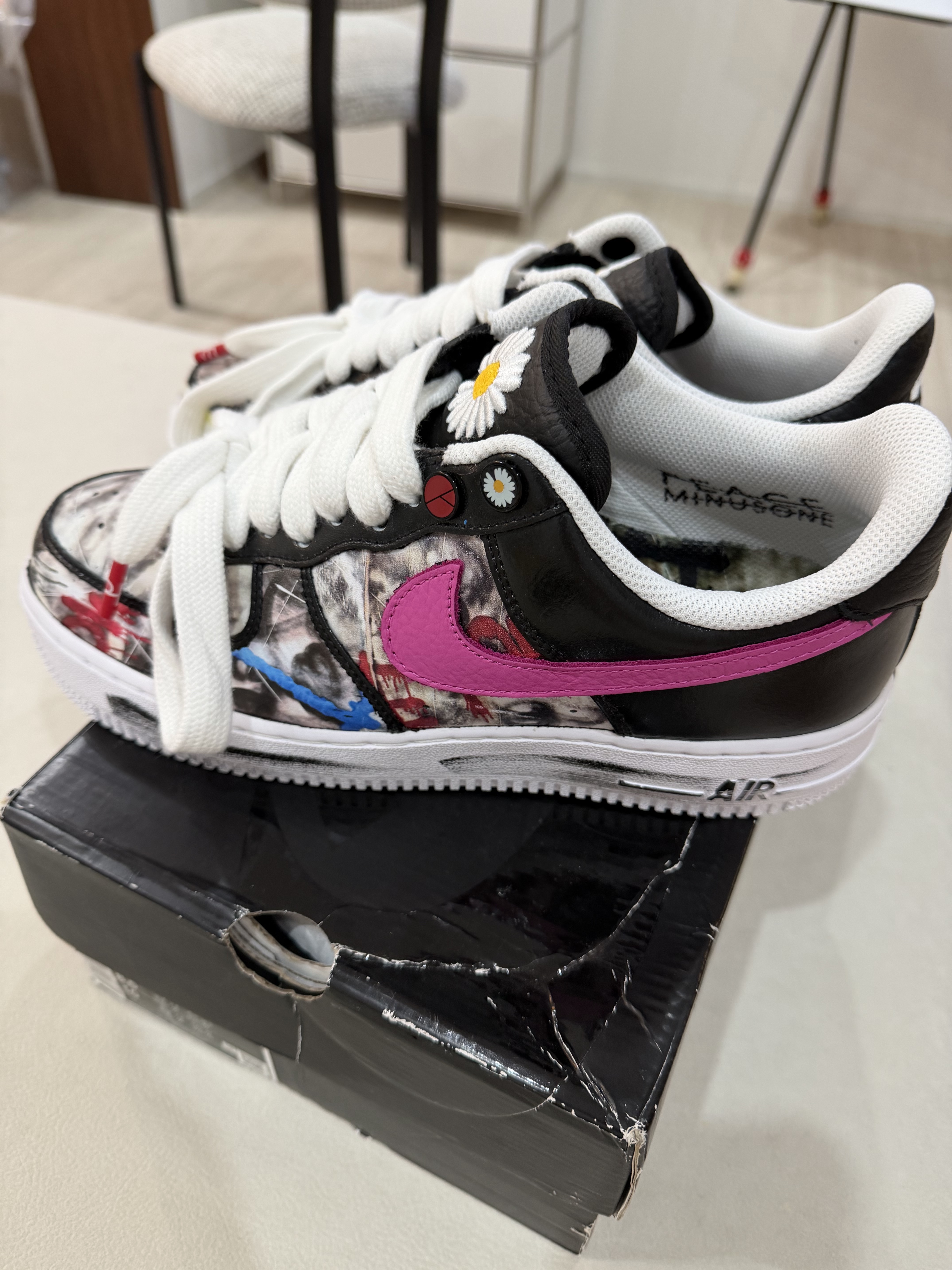 Nike x Peaceminusone Air Force 1 Low Para-Noise 3.0 Black and Multicolor 착용 스타일 - 4