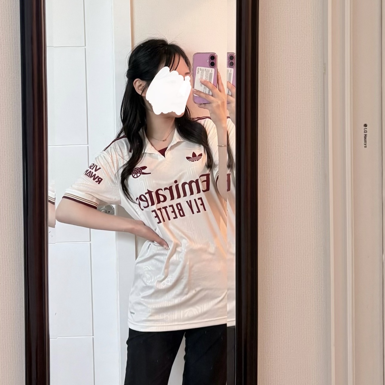 Adidas Arsenal 2025/26 3rd Jersey Cloud White Team Coll Burgundy 2 - KR Sizing (Non Marking Ver.) 착용 스타일 - 3