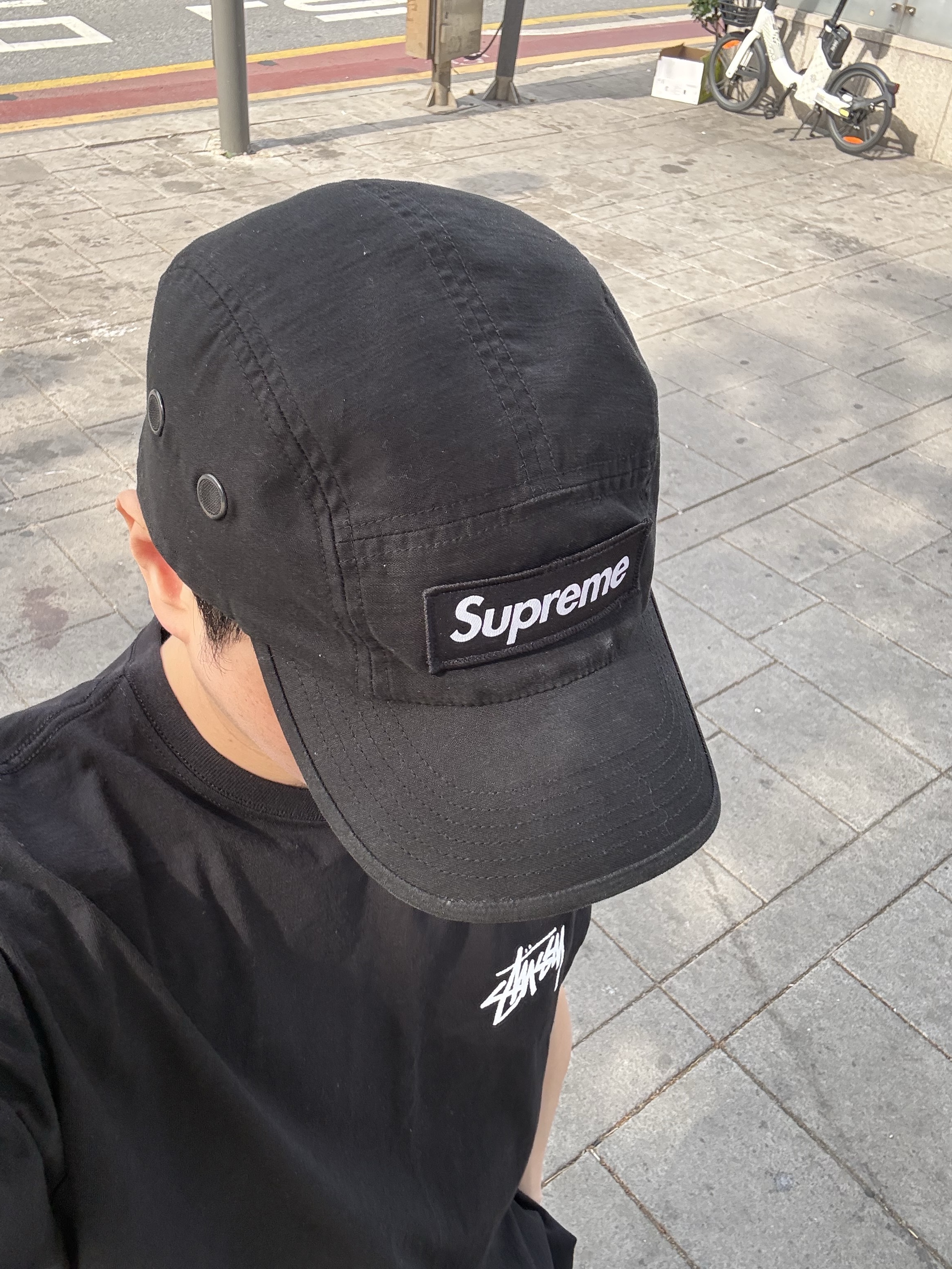 Supreme Military Camp Cap Black - 23FW 착용 스타일