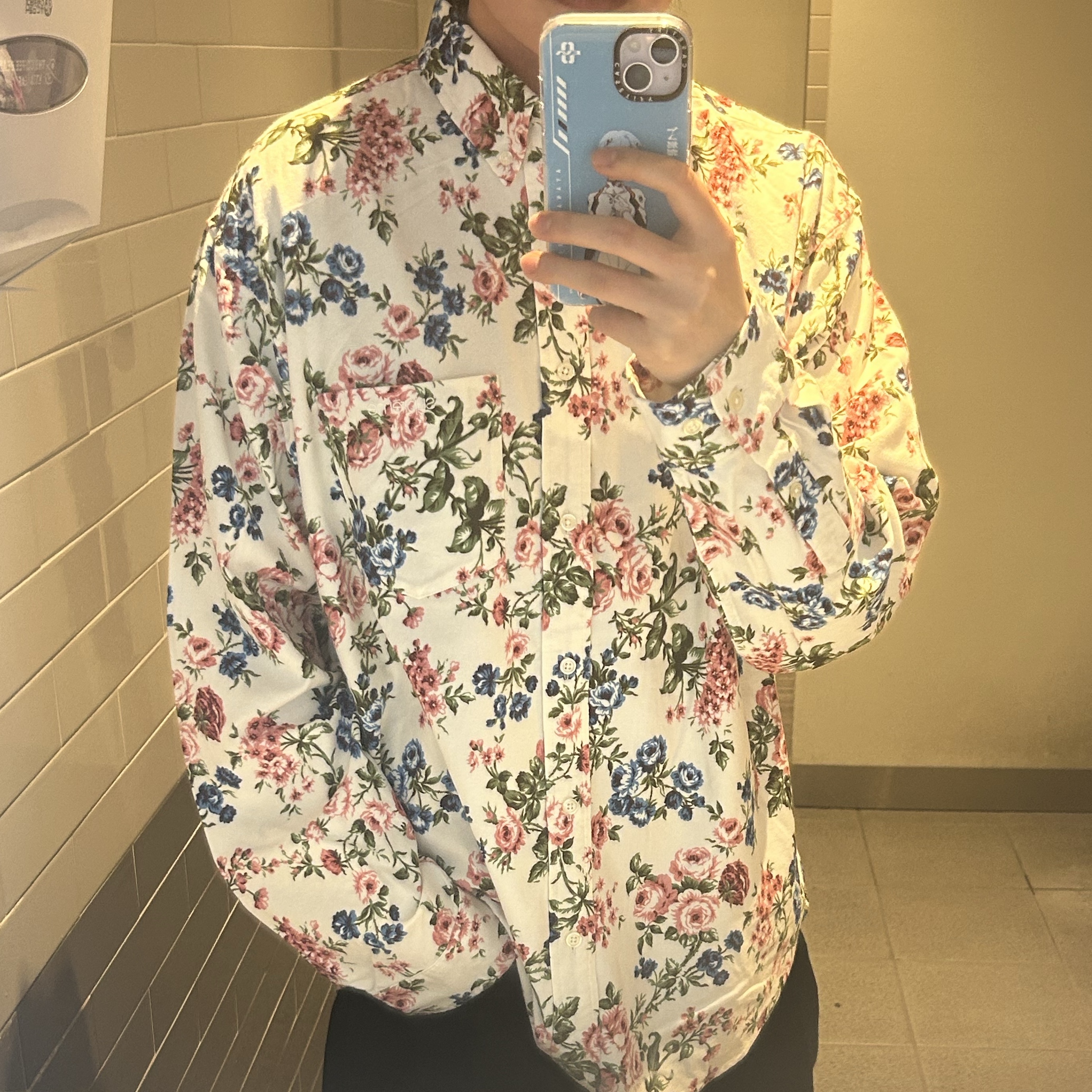 Supreme Floral Flannel Shirt White - 26SS 착용 스타일 - 1