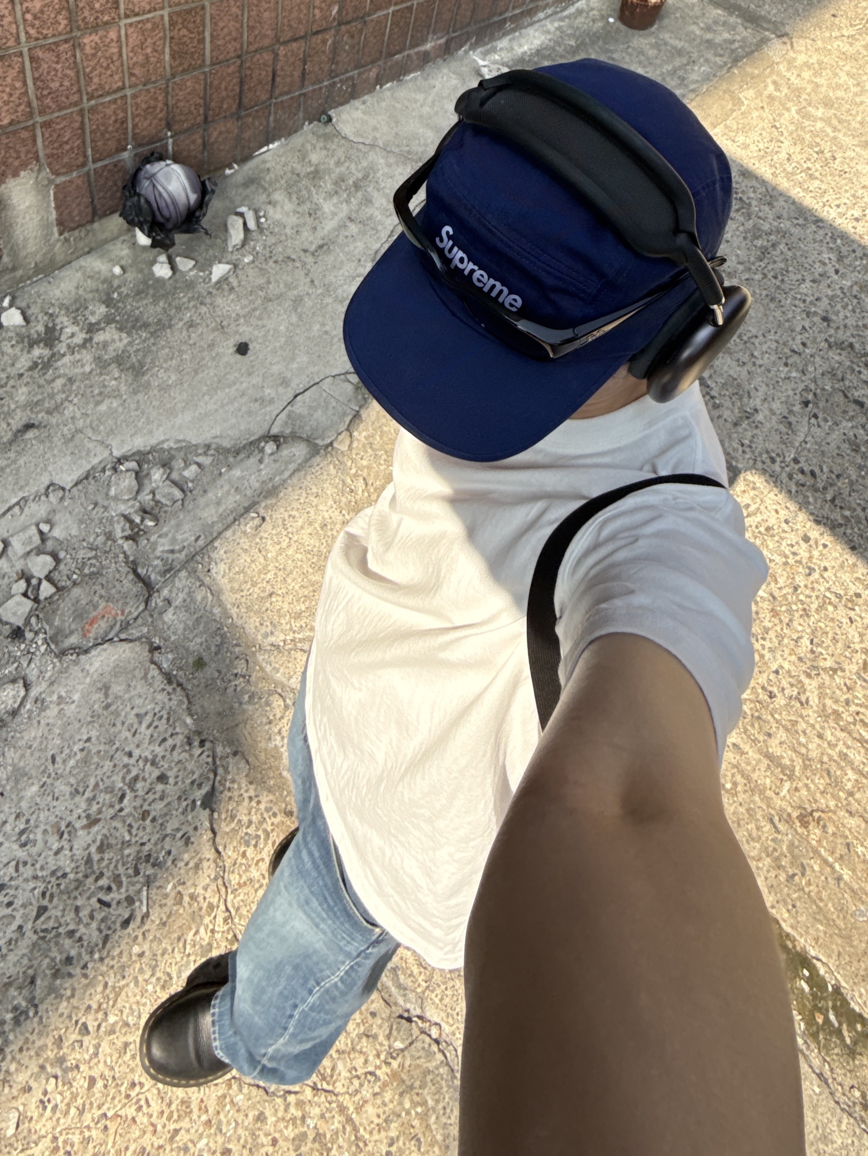 Dr. Martens 1461 Ambassador Black, (W) Uniqlo Baggy Curve Jeans Short Blue - JP 착용 스타일 - 7