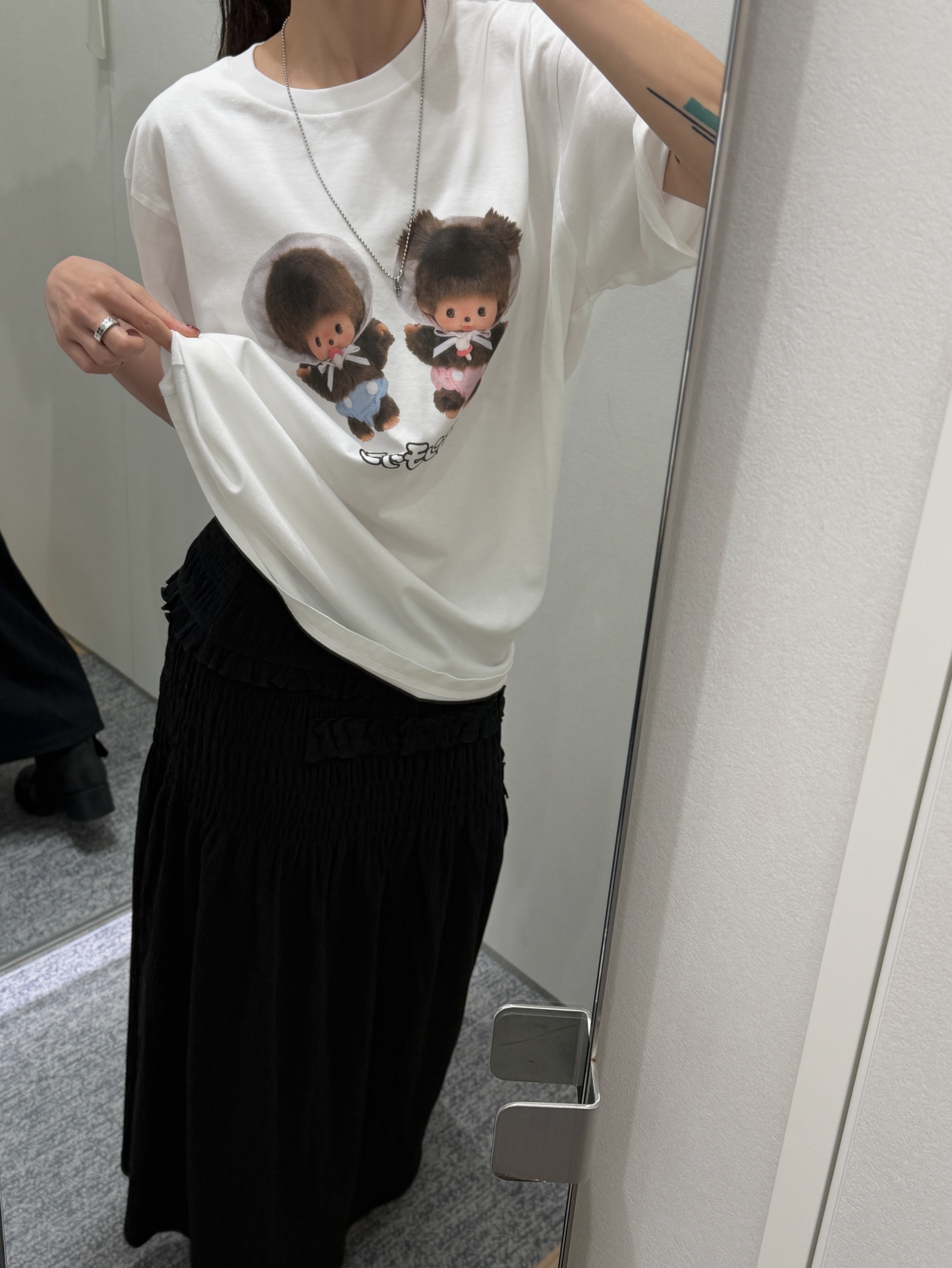 (W) Uniqlo x Cecilie Bahnsen Shirring Sleeveless Top Black, (W) Uniqlo x Cecilie Bahnsen Shirring Skirt Black 착용 스타일 - 8