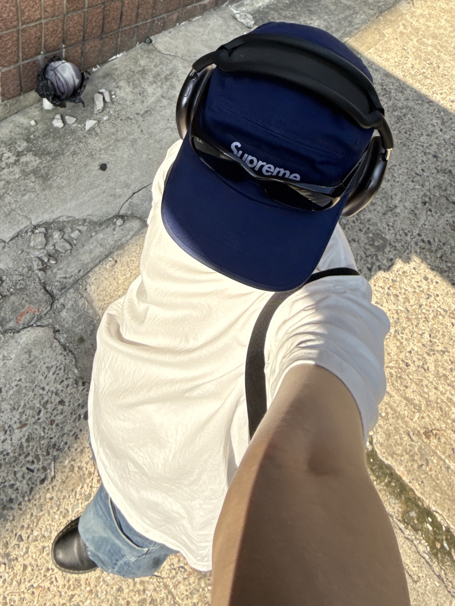 Dr. Martens 1461 Ambassador Black, (W) Uniqlo Baggy Curve Jeans Short Blue - JP 착용 스타일 - 8
