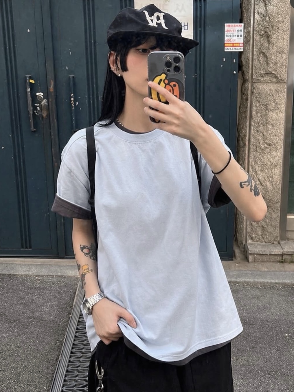 (W) Adidas Campus 00s Crystal White Core Black, Casio A-158WA-1 착용 스타일 - 3