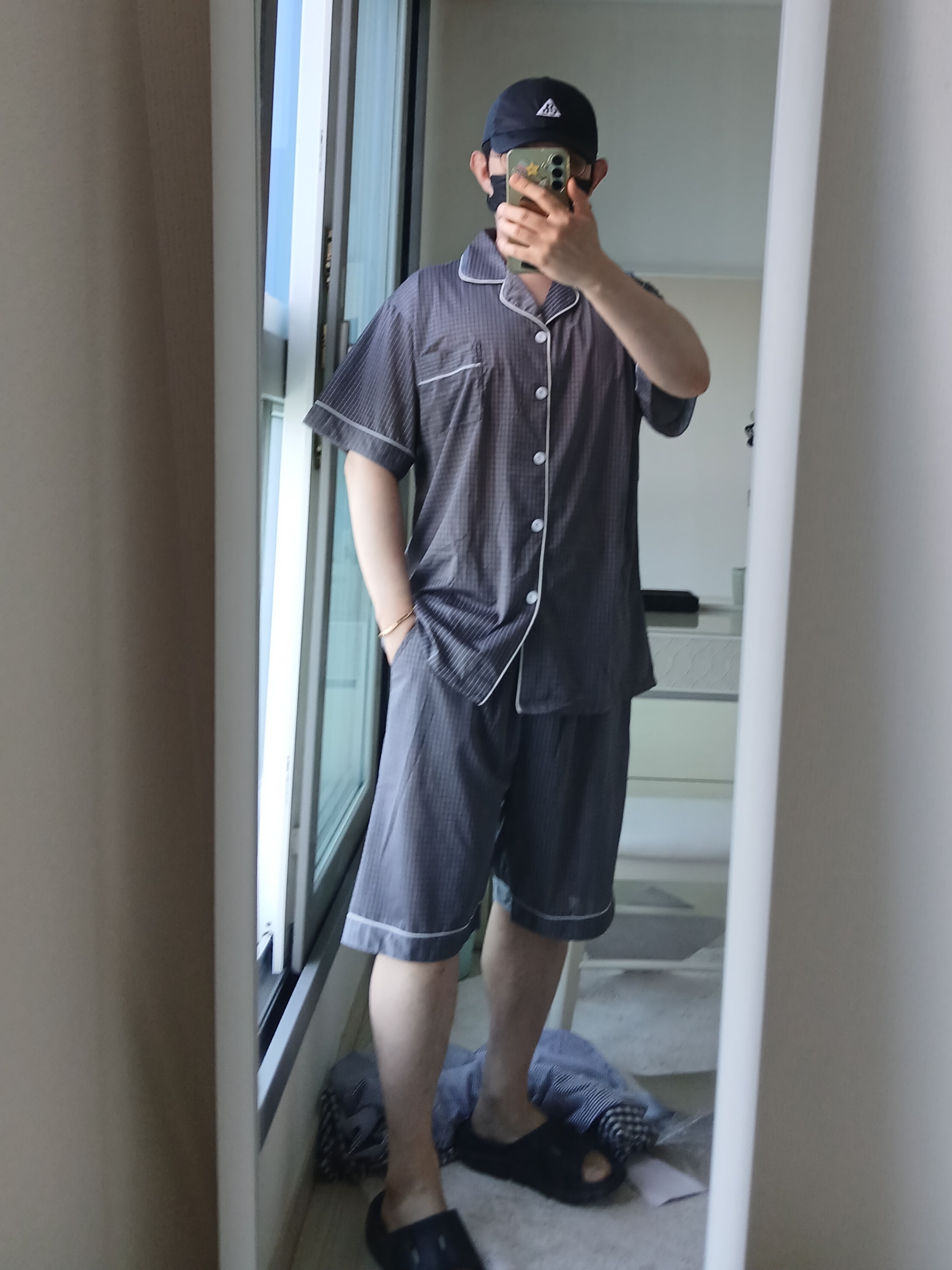 Nike ACG Trail Cap Black, [3% 적립] Aone Cold Check Short Sleeve Pajama Set Gray Check 착용 스타일 - 2
