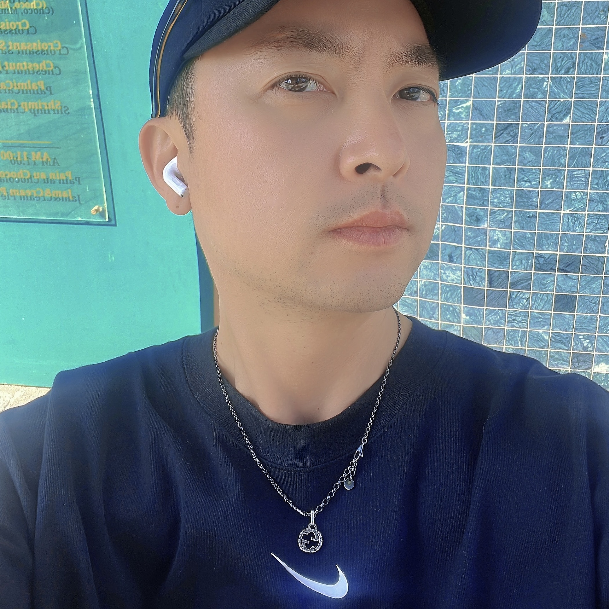 Matin Kim Matin Volume Logo Ball Cap Black, Nike x Drake Nocta Max 90 T-Shirt Black (FN7663-010) 착용 스타일 - 2