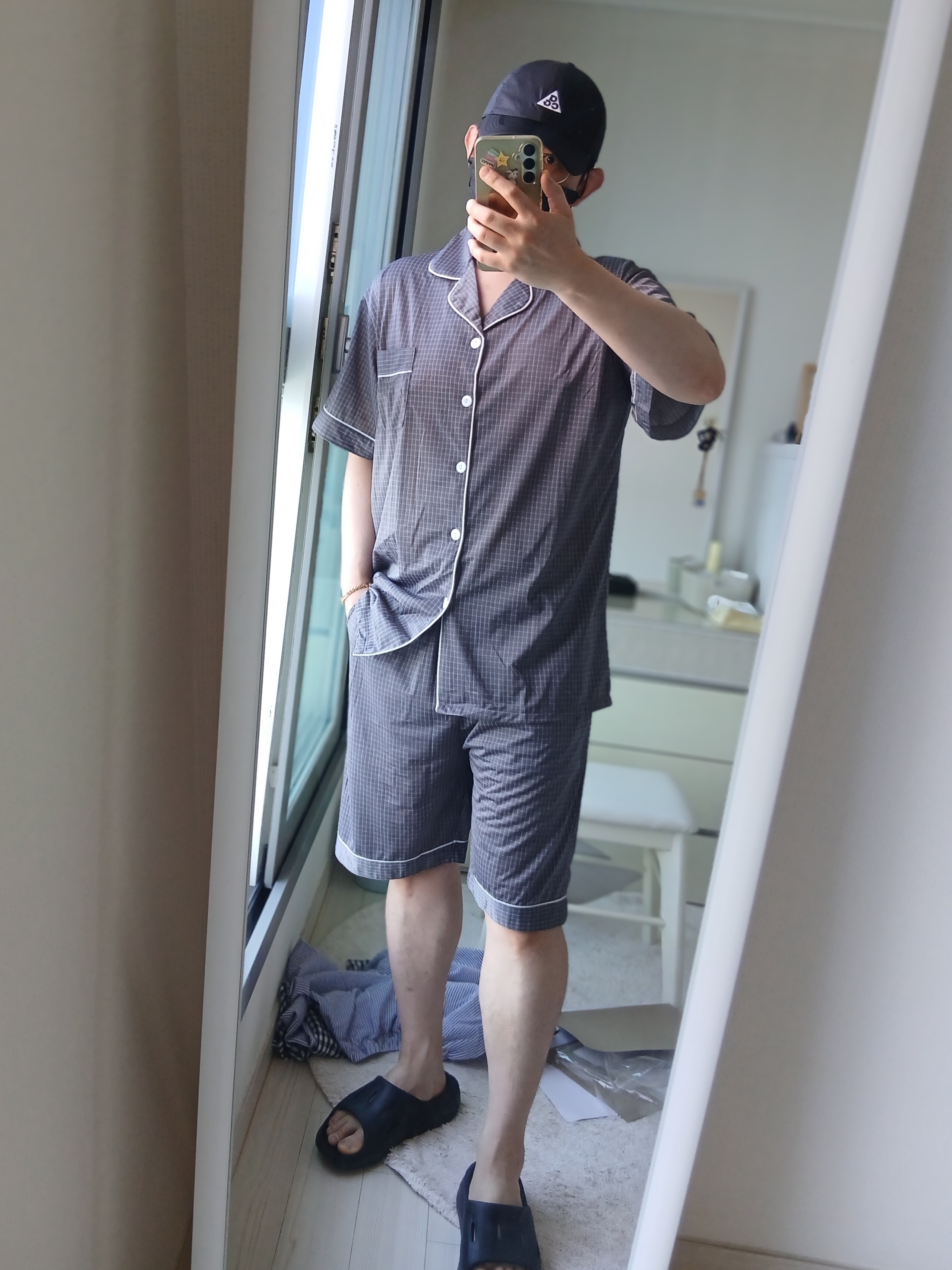 Nike ACG Trail Cap Black, [3% 적립] Aone Cold Check Short Sleeve Pajama Set Gray Check 착용 스타일 - 4