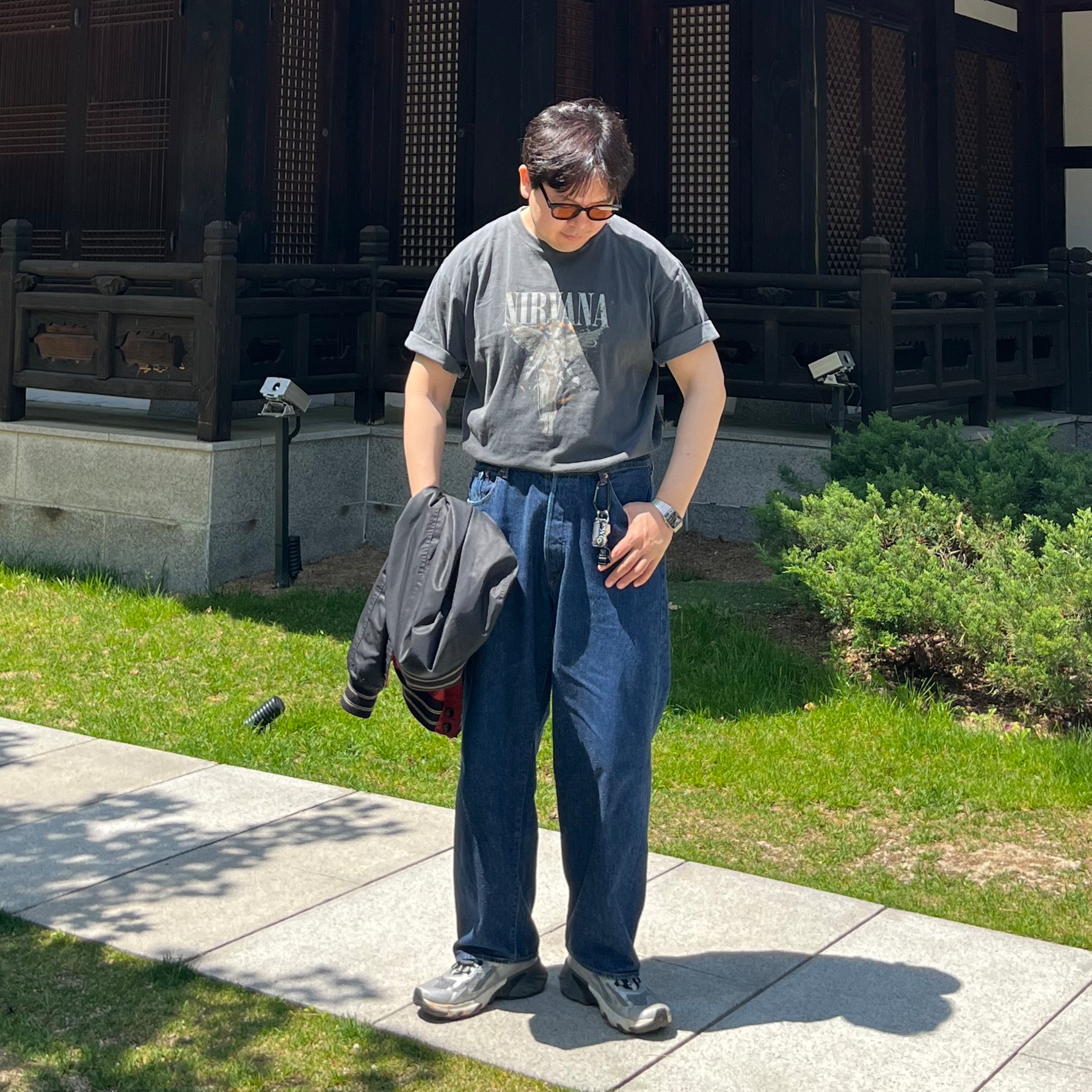 Salomon Speedverse PRG Silver Frost Grey Lunar Rock, Comoli 5P Denim Pants Navy - 23SS 착용 스타일
