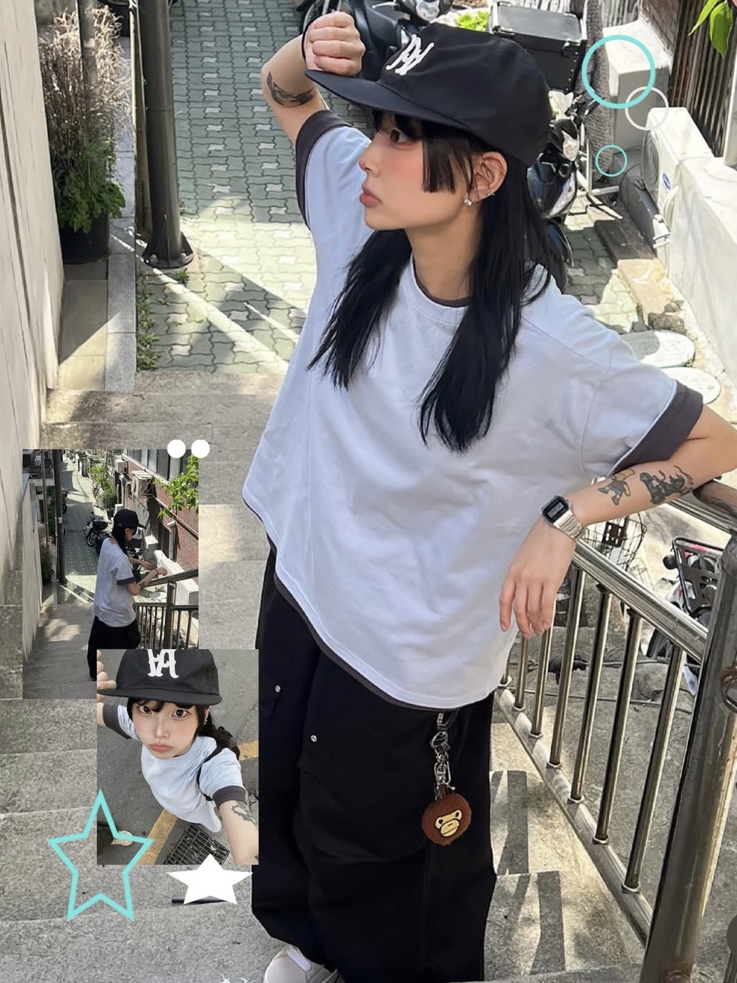 (W) Adidas Campus 00s Crystal White Core Black, Casio A-158WA-1 착용 스타일 - 1