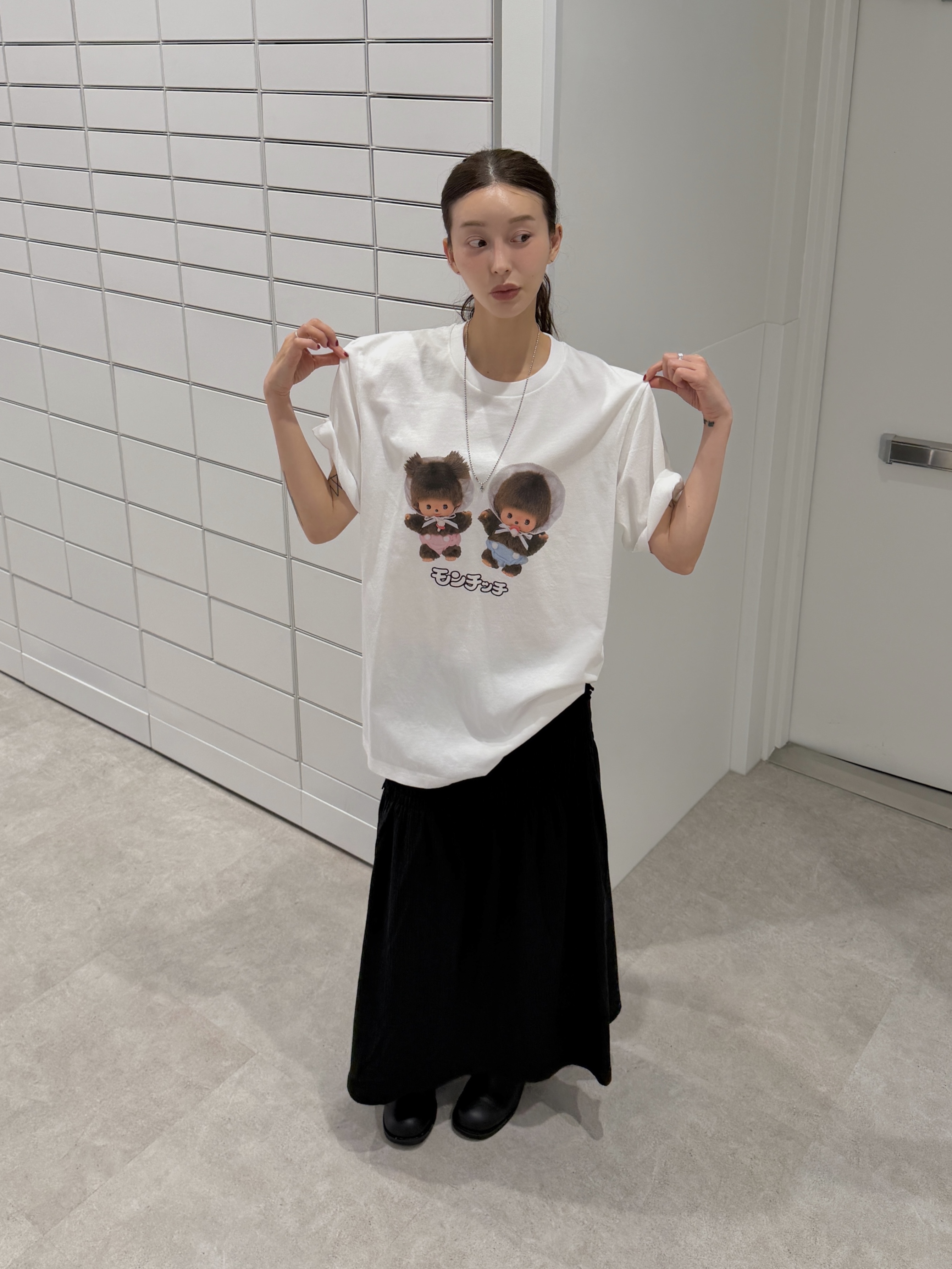 (W) Uniqlo x Cecilie Bahnsen Shirring Sleeveless Top Black, (W) Uniqlo x Cecilie Bahnsen Shirring Skirt Black 착용 스타일 - 7