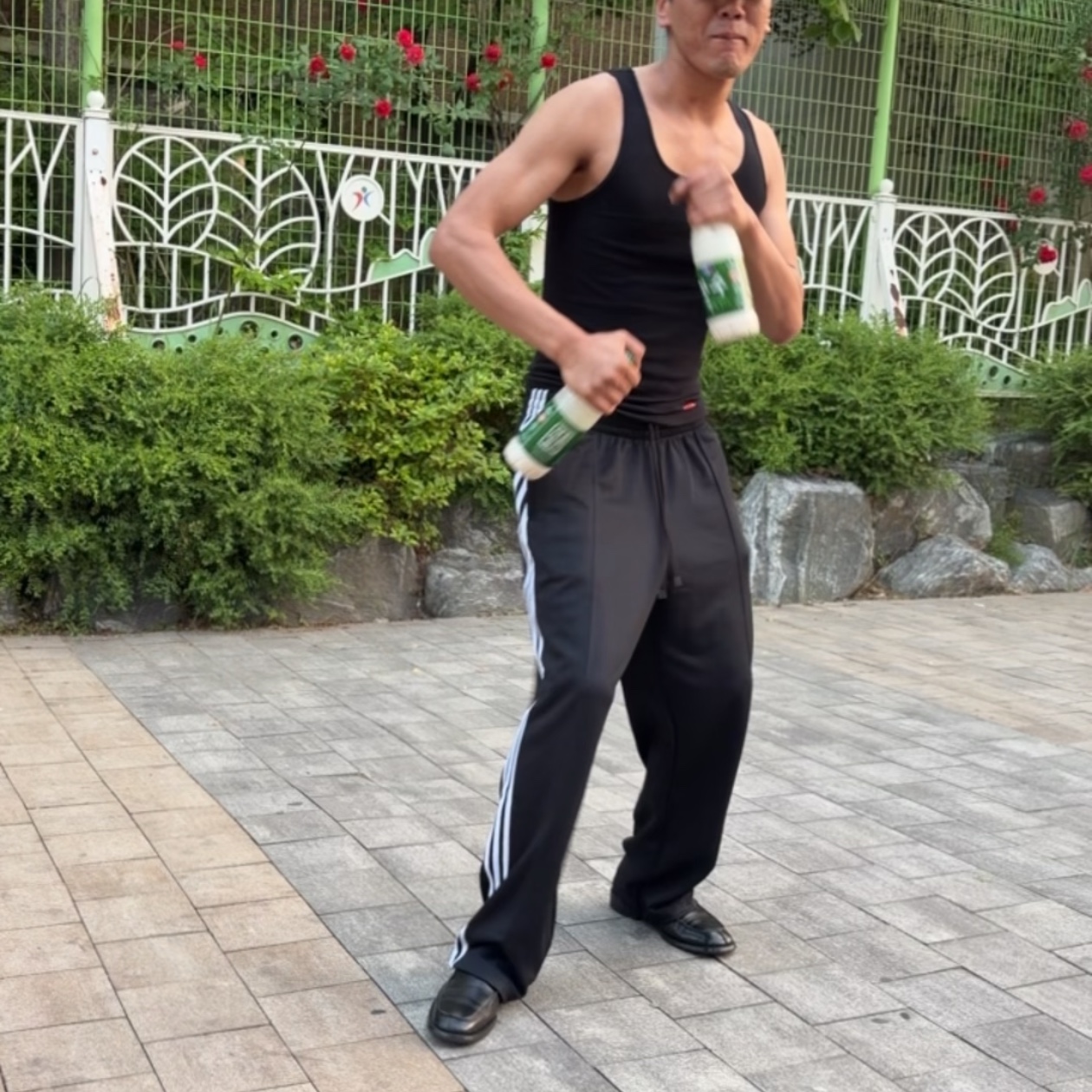 Adidas Adicolor Baggy Fit Firebird Track Pants Black - KR Sizing, Supreme Hanes Tagless Tank Tops Black (3 Pack) 착용 스타일 - 1