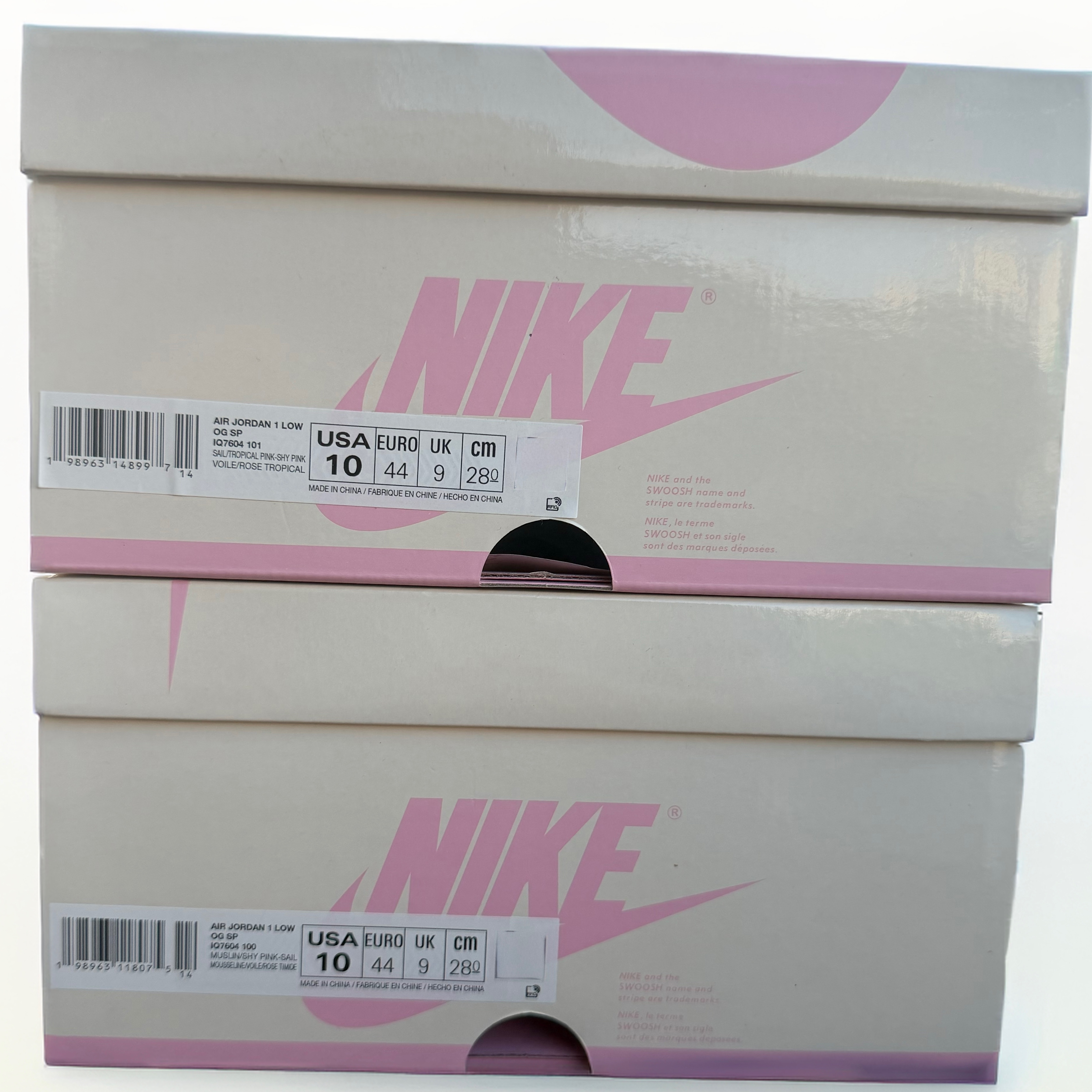 Jordan 1 x Travis Scott Retro Low OG SP Sail Tropical Pink, Jordan 1 x Travis Scott Retro Low OG SP Muslin Shy Pink 착용 스타일 - 1