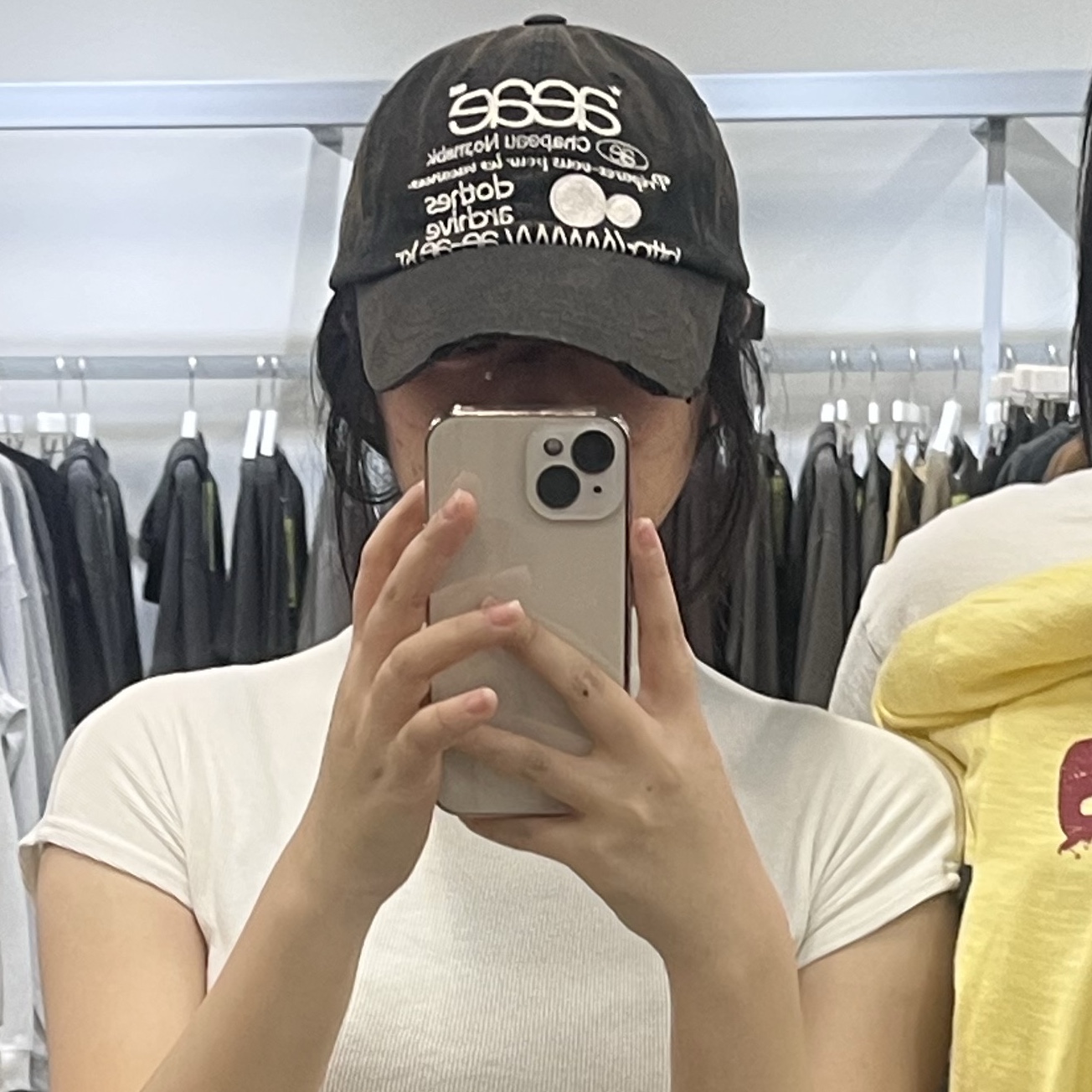 Aeae Web Logo 5 Pannel Ball Cap Charcoal, Aeae Web Logo Washed 5 Pannel Ball Cap Copen Blue 착용 스타일 - 1