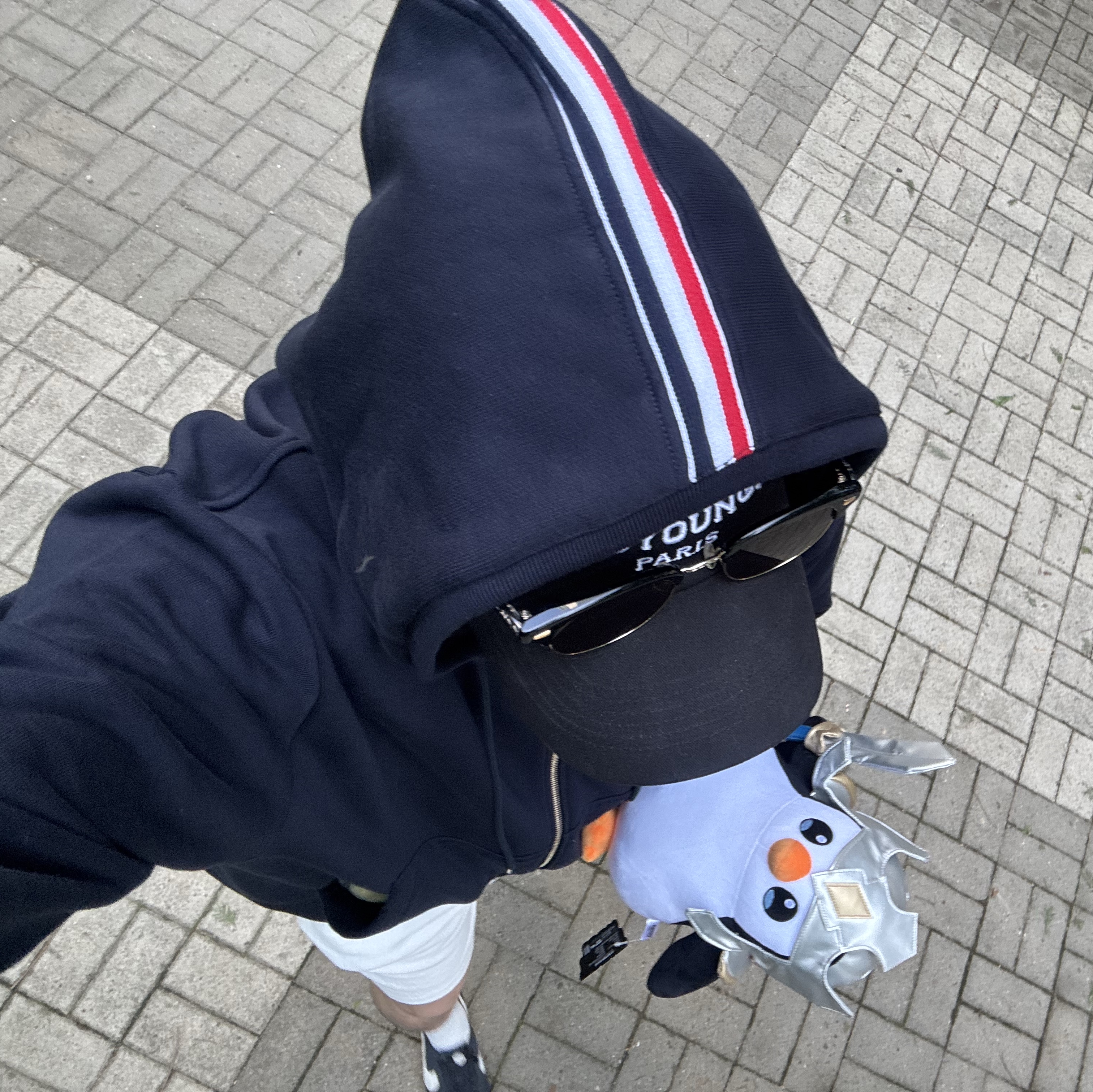 Thom Browne Cotton Loopback Center Back Stripe Zip Hoodie Navy, Wooyoungmi Embroidered Ball Cap Black - 25FW 착용 스타일