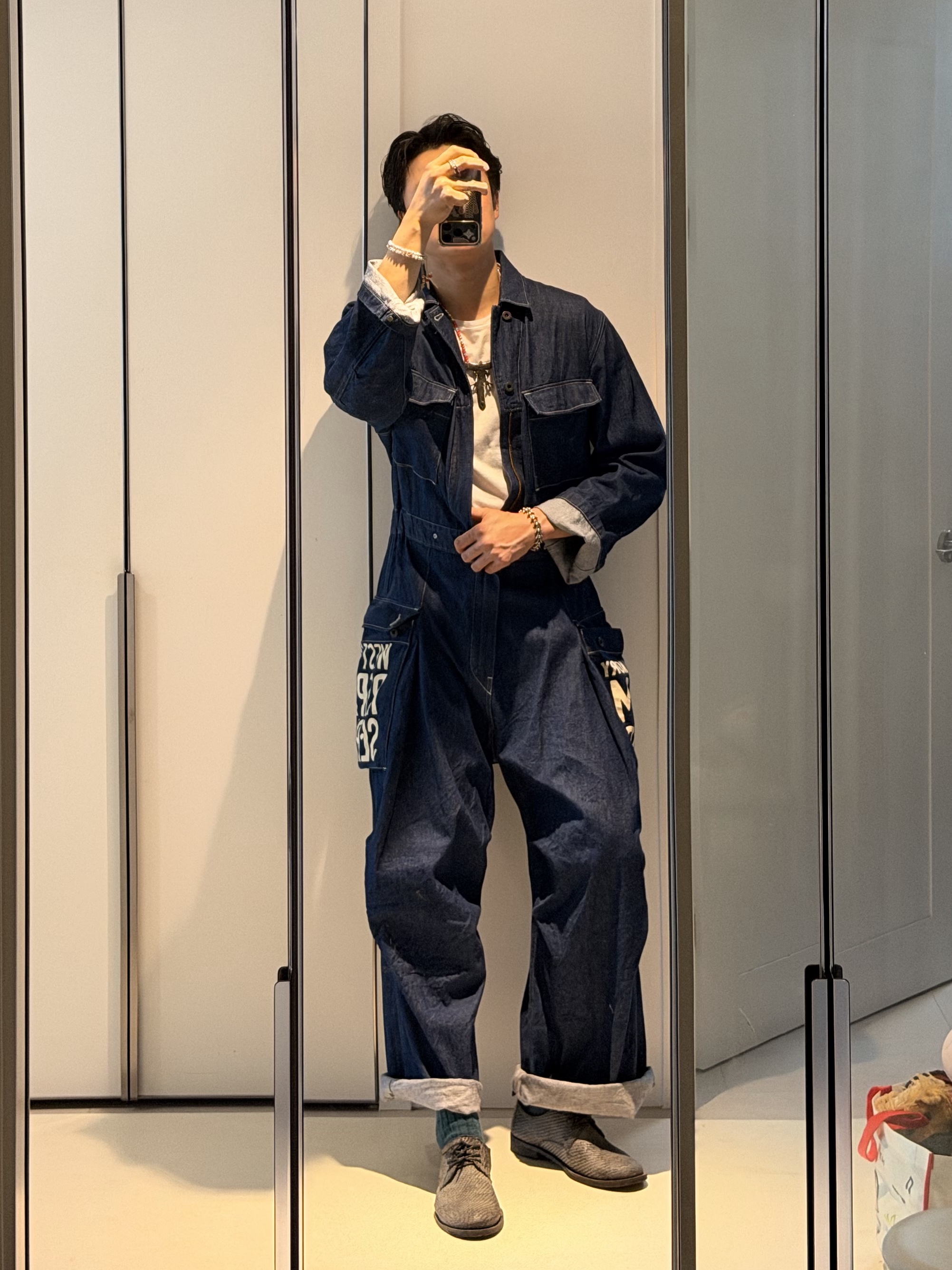 Kapital Top Fleece Hooded Sweatshirt Speakeasy Embroidery Kinari, Rick Owens Jumbolace Low Sneakers Black Milk 착용 스타일 - 2