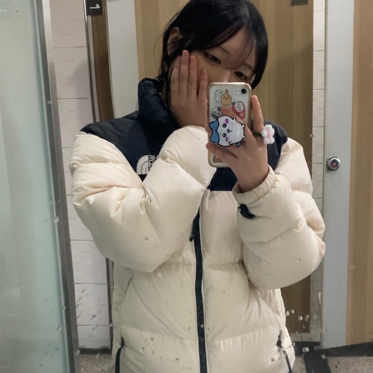 The North Face 1996 Eco Nuptse Jacket White 착용 스타일