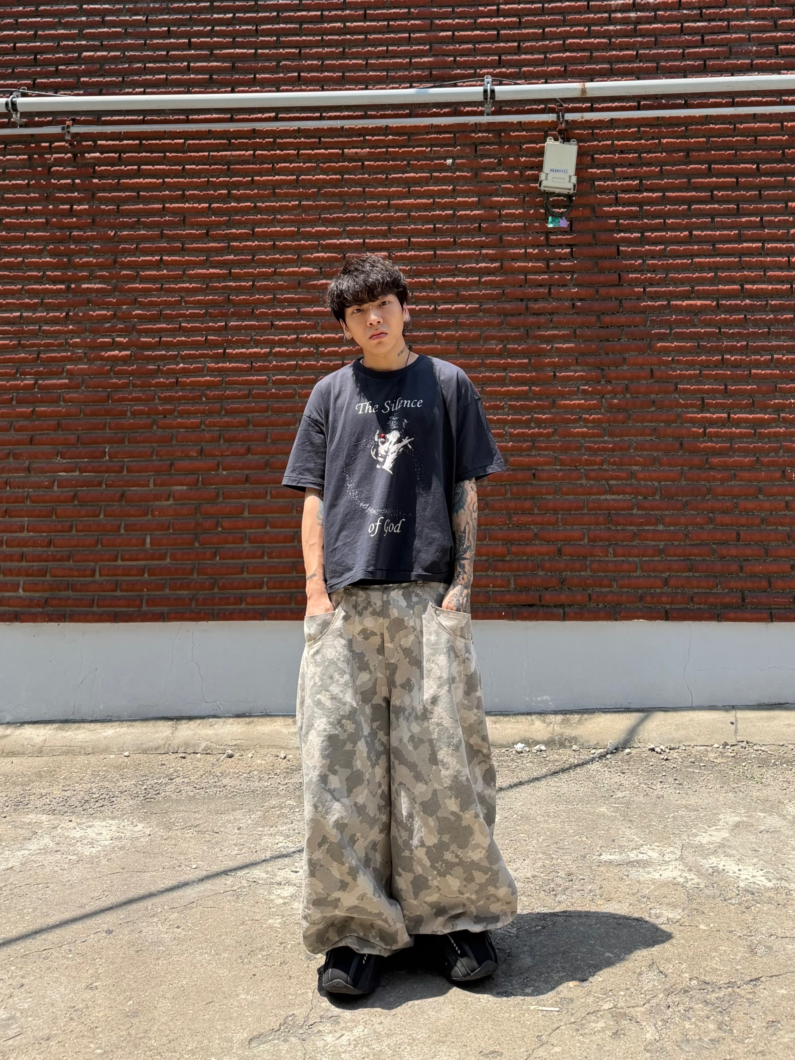 NOD The silence of god T-shirts Black 착용 스타일 - 4