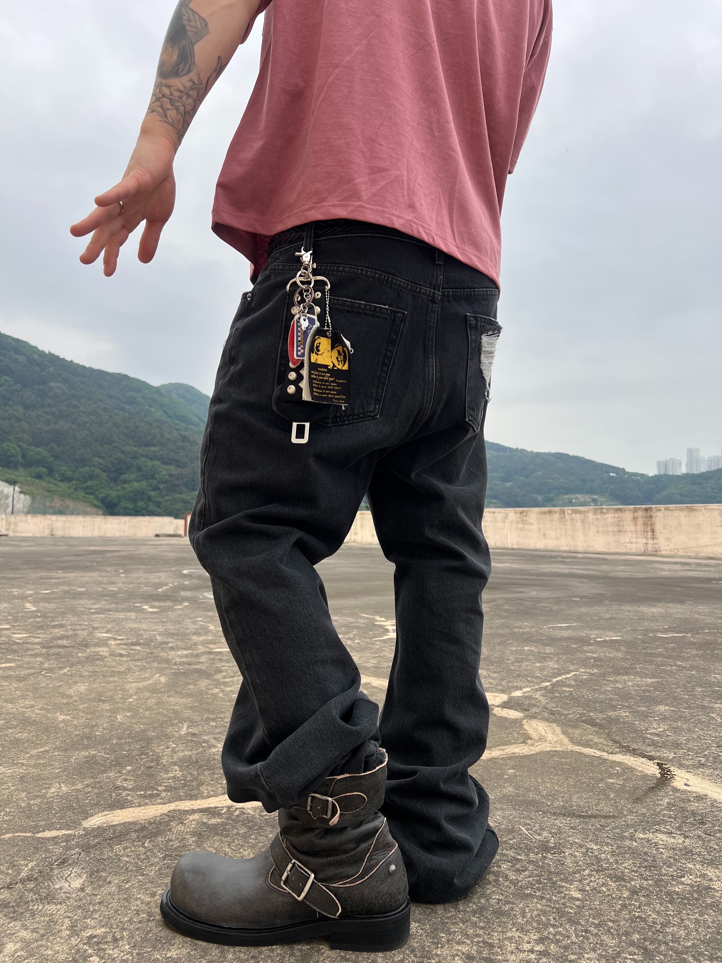 Jieda Western Belt Black 착용 스타일 - 8