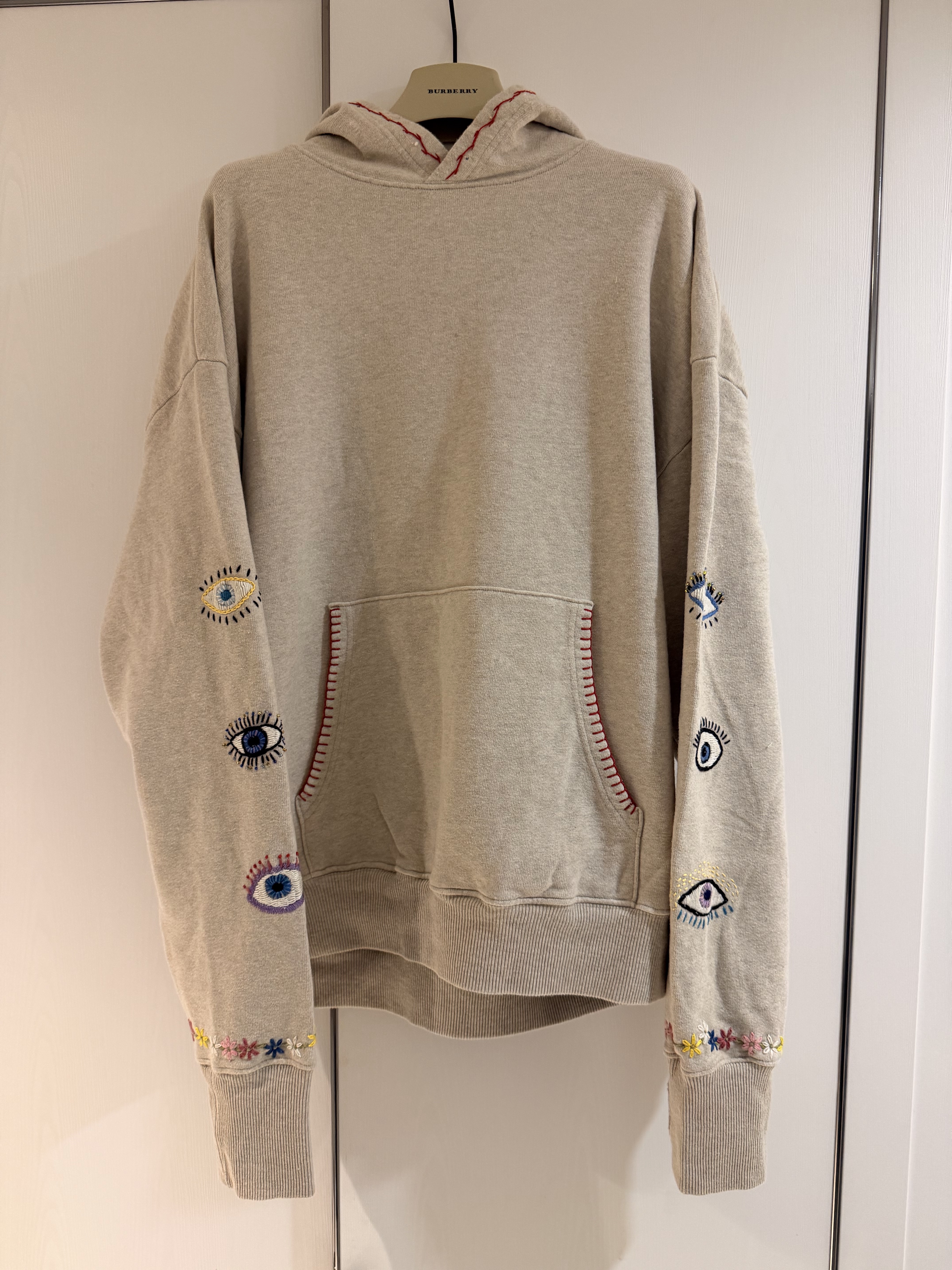 Kapital Top Fleece Hooded Sweatshirt Speakeasy Embroidery Kinari, Rick Owens Jumbolace Low Sneakers Black Milk 착용 스타일 - 5