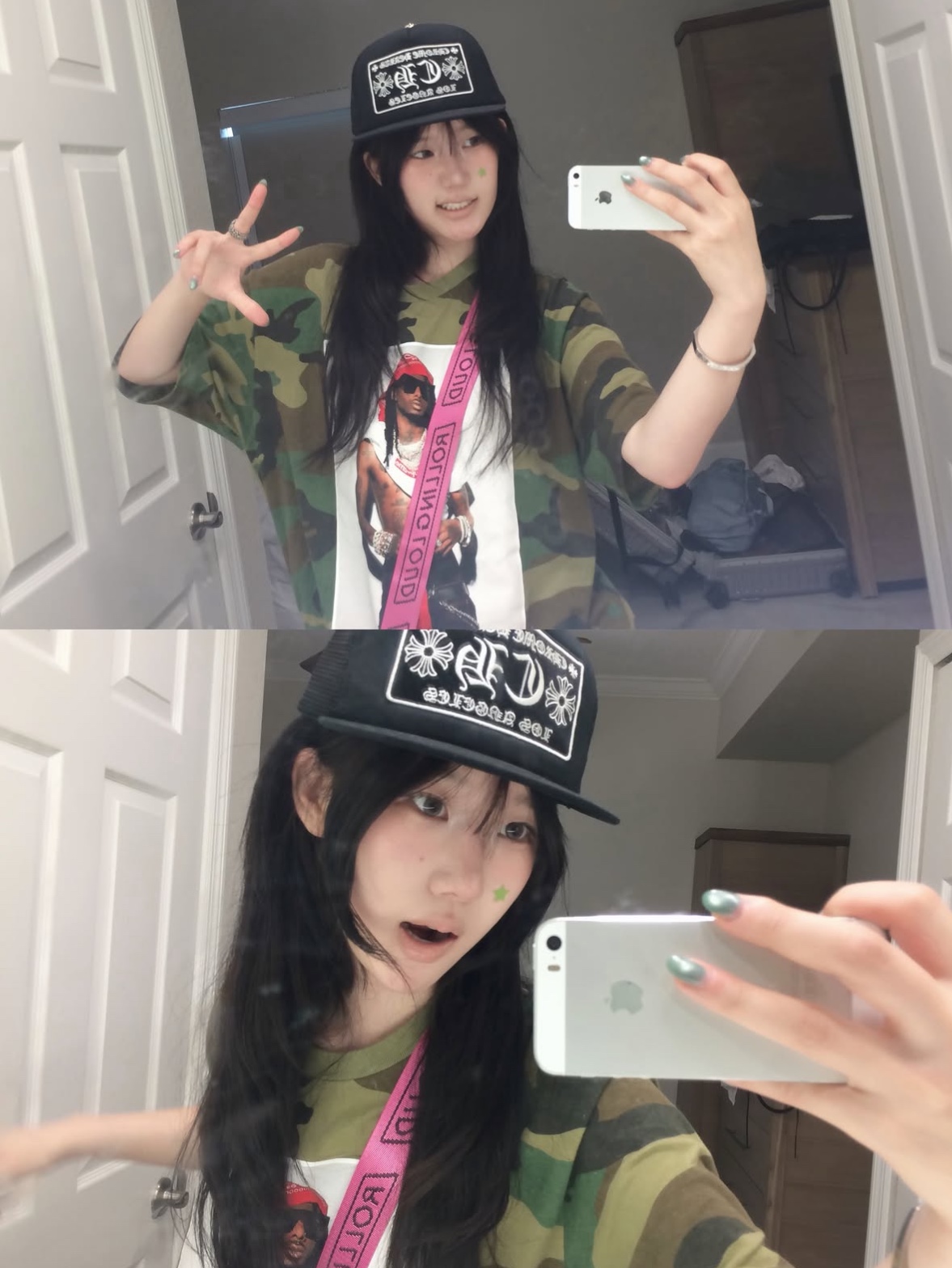 Supreme Playboi Carti T-Shirt Woodland Camo - 25FW 착용 스타일 - 2
